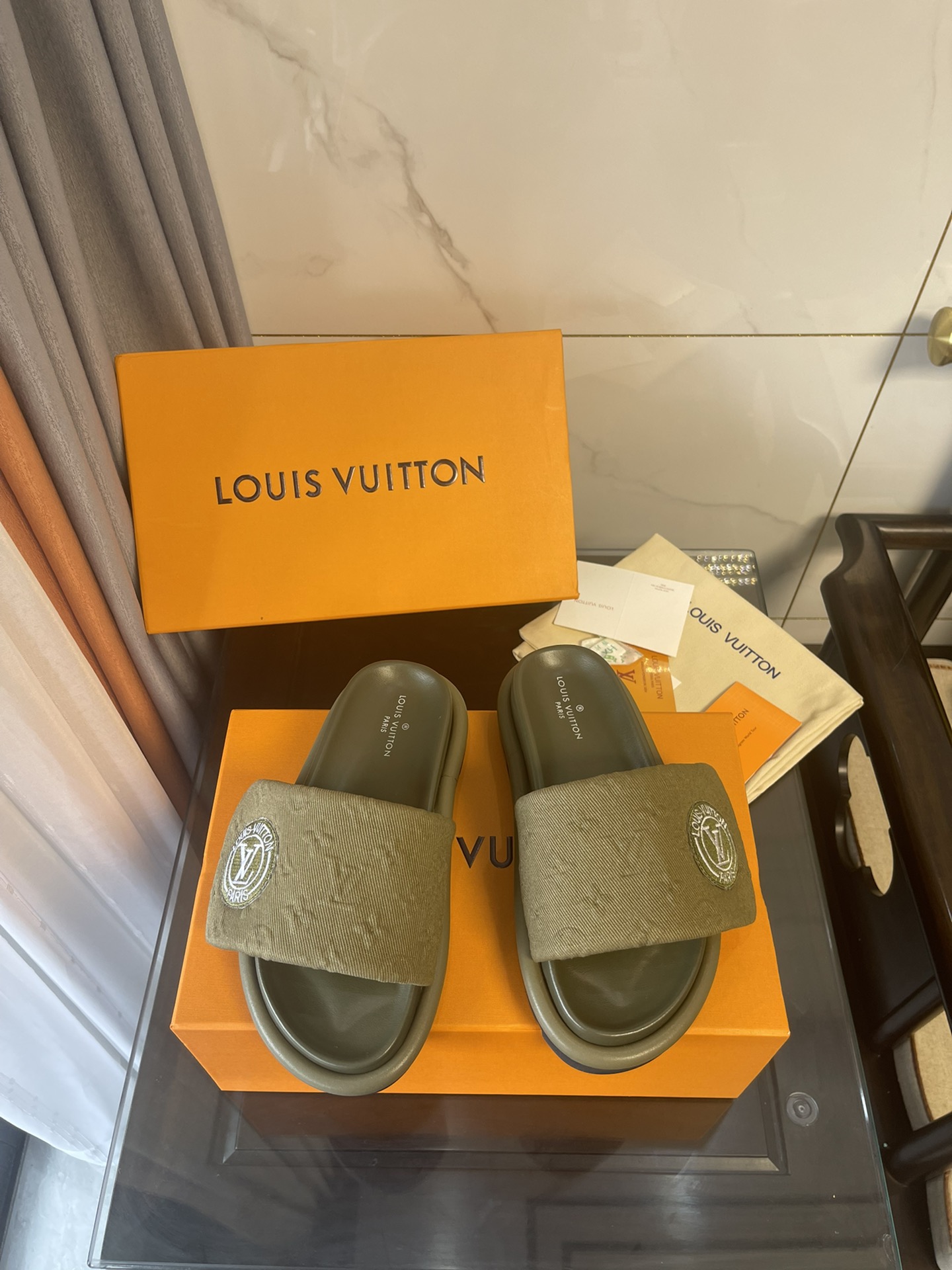 Louis Vuitton Women's Pool Pillow Comfort Flat Mule Moss Green For Women LV - Soul Replicas