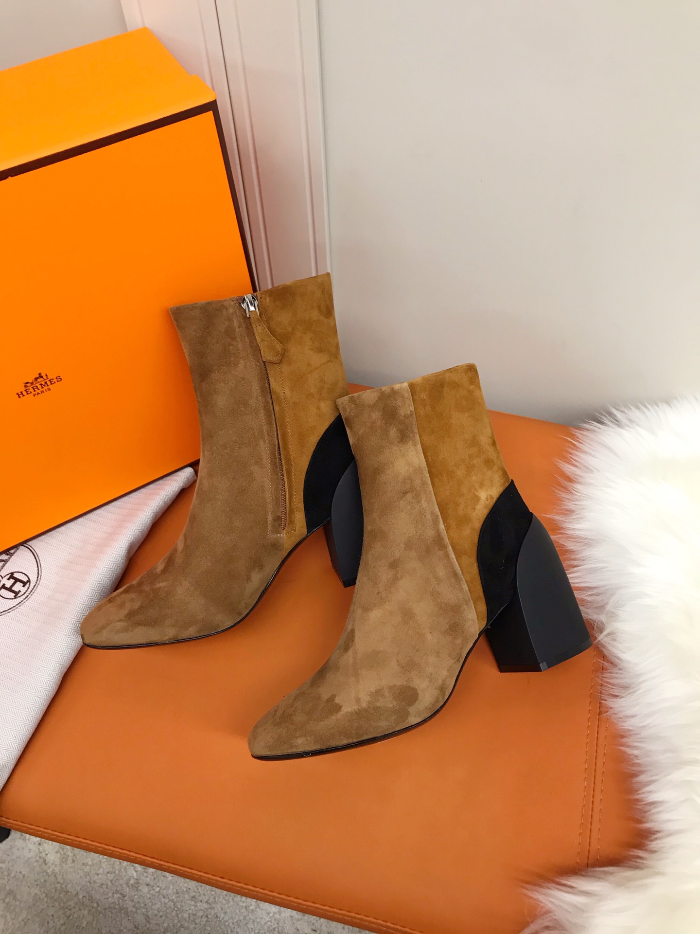 Hermes Brooke Ankle Boots Brown For Women 2.4in/6cm H202045Z E5375 - Soul Replicas