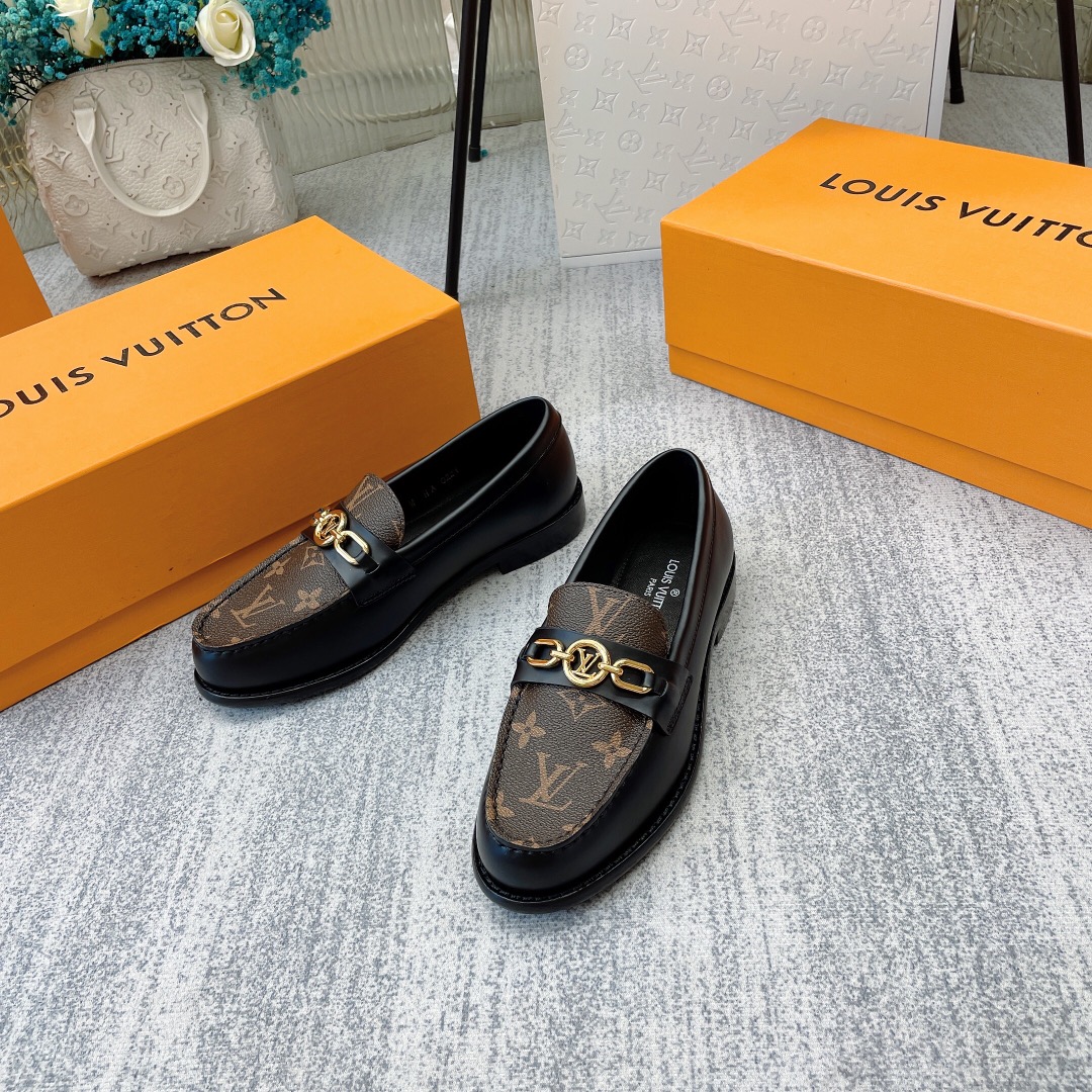 Louis Vuitton Women's Chess Flat Loafe Black And Brown For Women LV - Soul Replicas