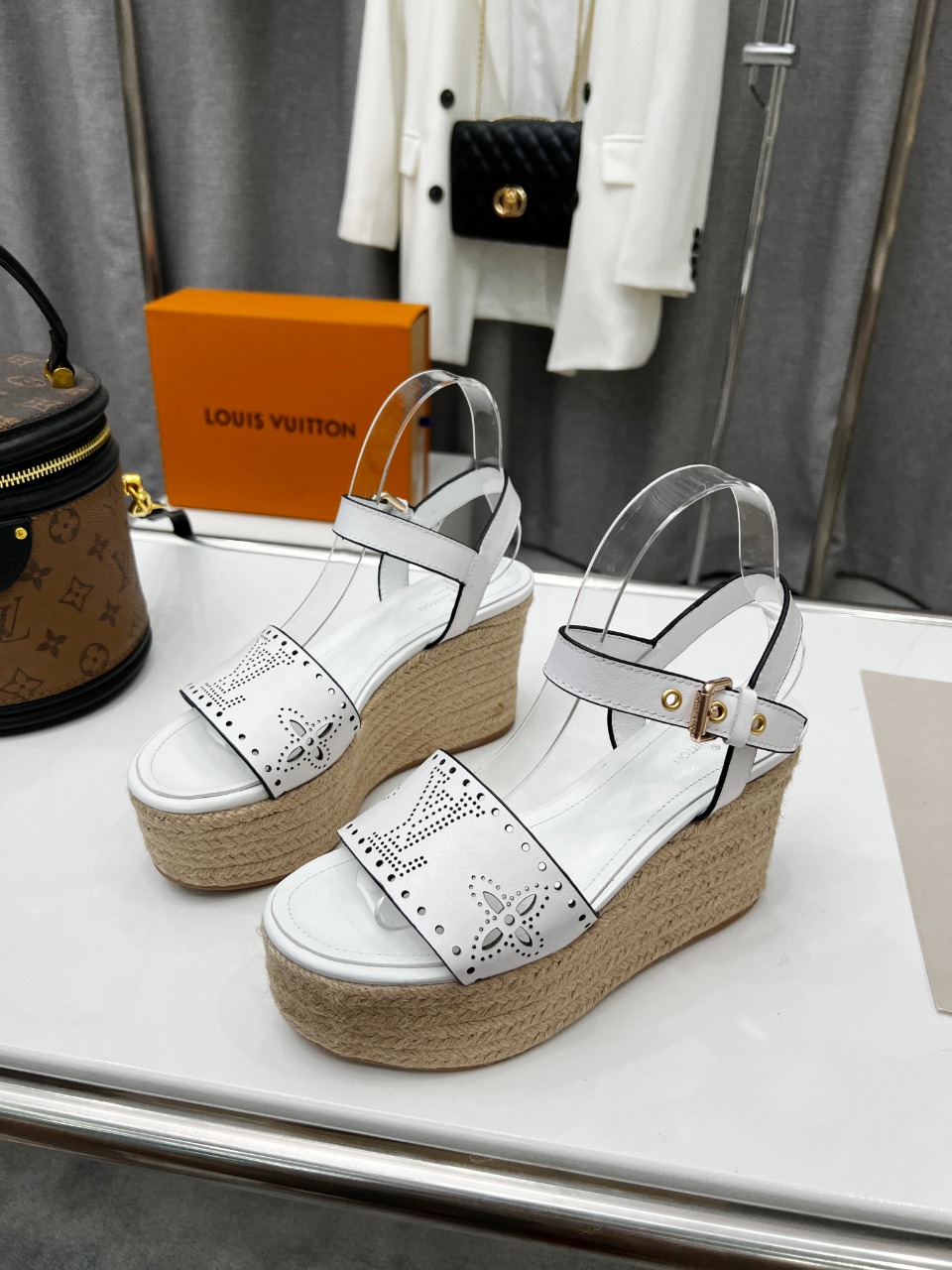 Louis Vuitton Women's Starboard Wedge Sandal White For Women LV 1A9PKT - Soul Replicas