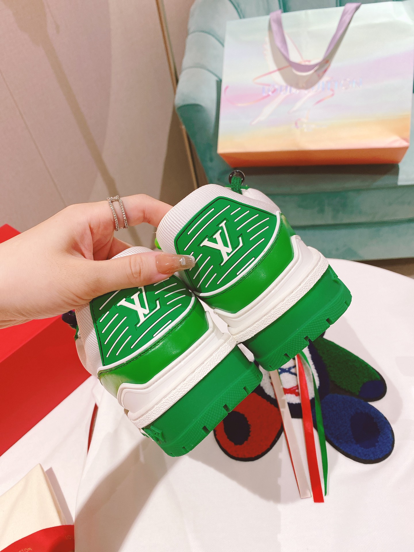 Louis Vuitton Women's LV Trainer Sneaker Green For Women LV - Soul Replicas