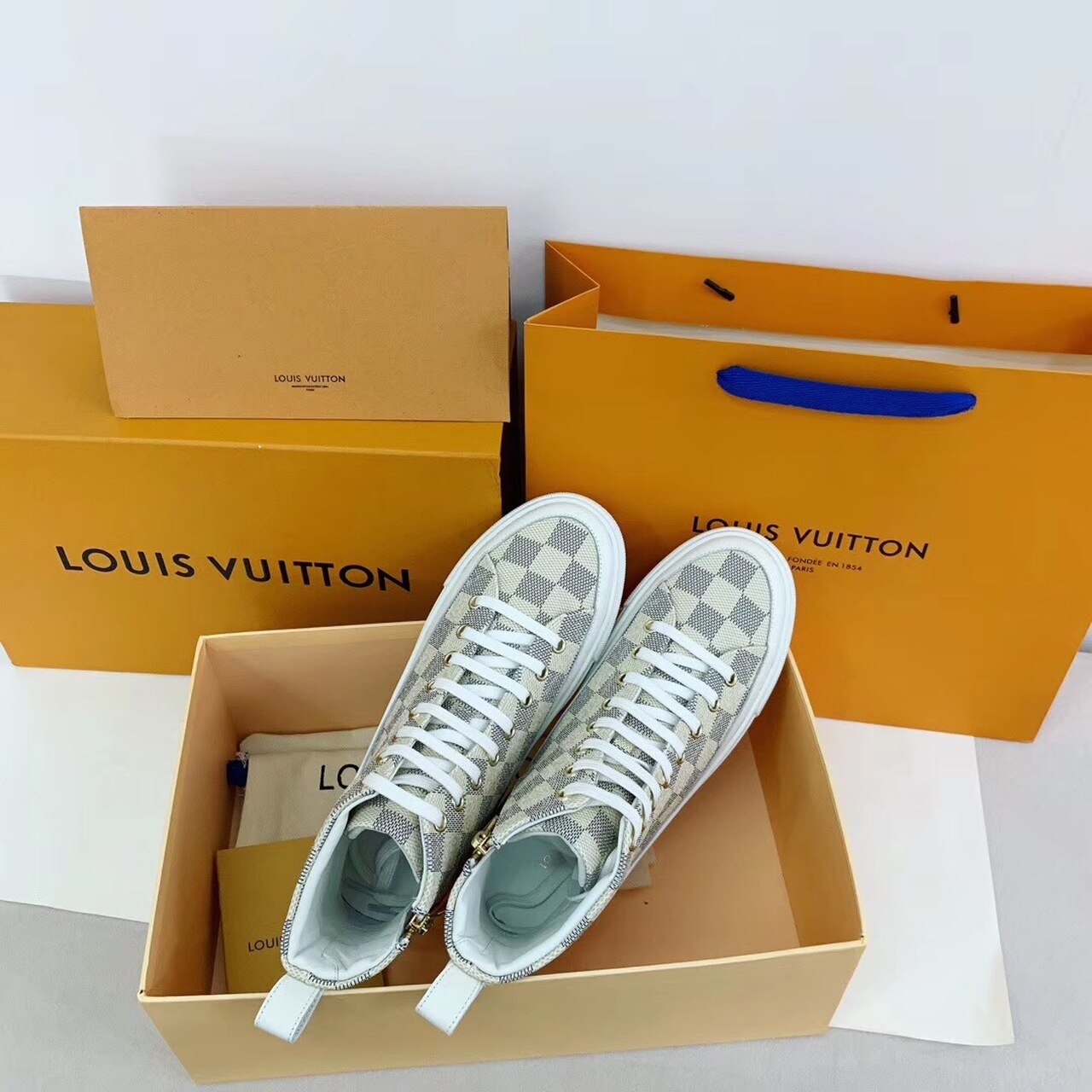 Louis Vuitton Stellar Sneaker Boot Damier Denim Grey For Women LV - Soul Replicas