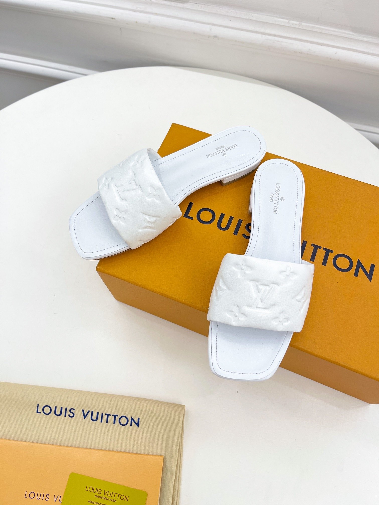 Louis Vuitton Women's Revival Flat Mule White For Women LV 1A9P4P - Soul Replicas