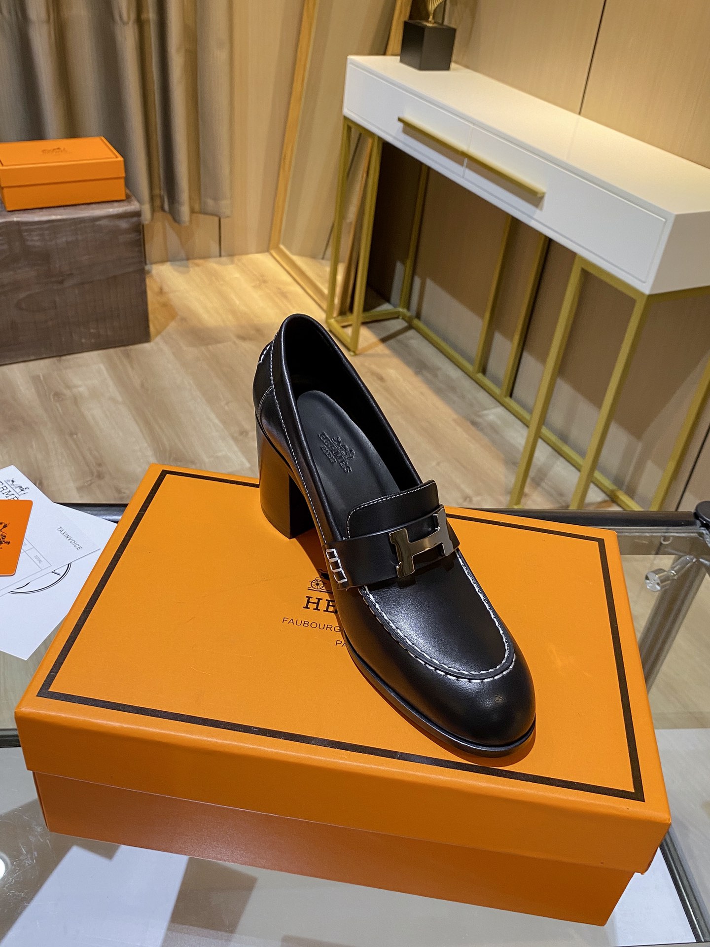 Hermes  Shoes Heel Black For Women 2.8in/7cm - Soul Replicas