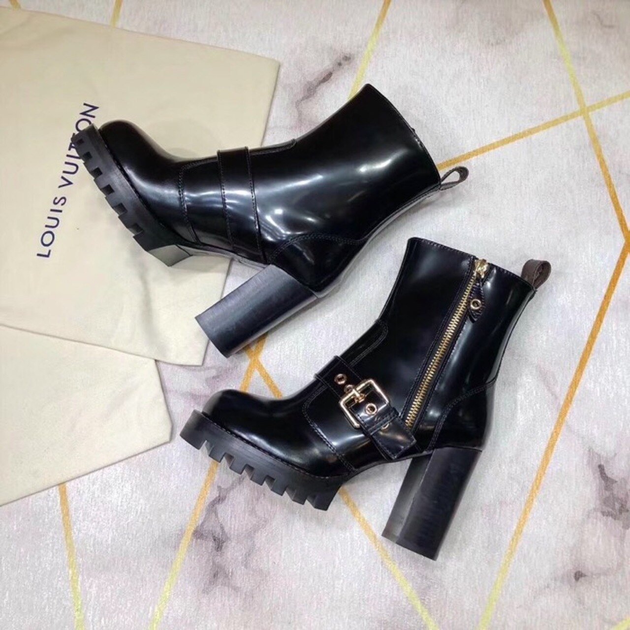 Louis Vuitton Star Trail Ankle Buckle Boot Black For Women LV - Soul Replicas
