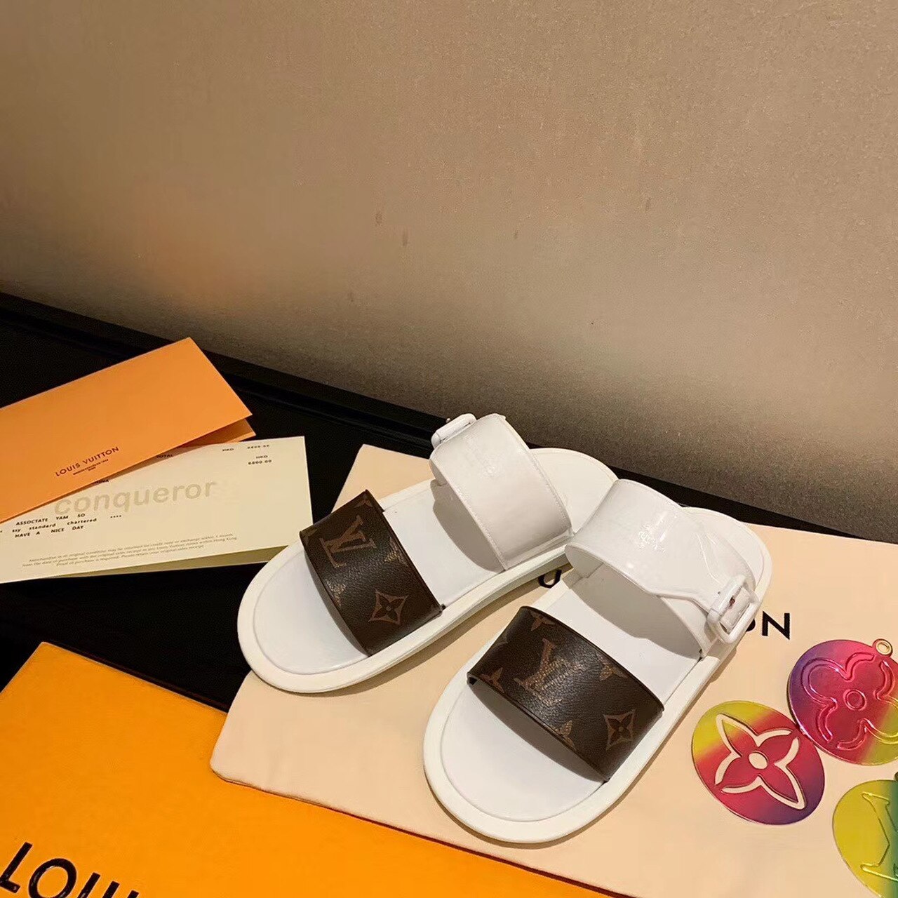 Louis Vuitton Sunbath Flat Mule Rubber White/Brown For Women LV 1A66X6 - Soul Replicas