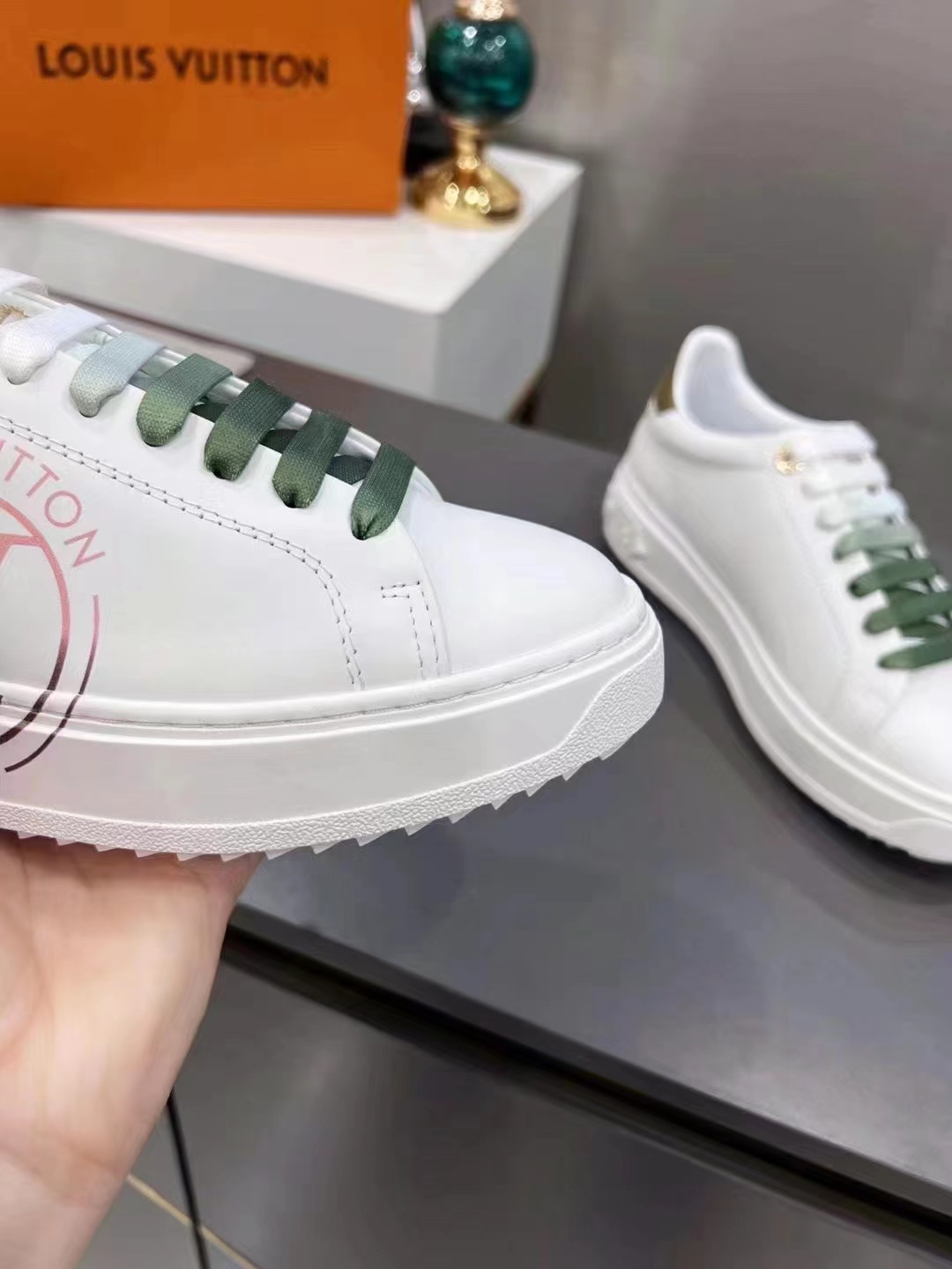 Louis Vuitton Women's Time Out Sneaker Khaki Green For Women LV 1AA1C3 - Soul Replicas