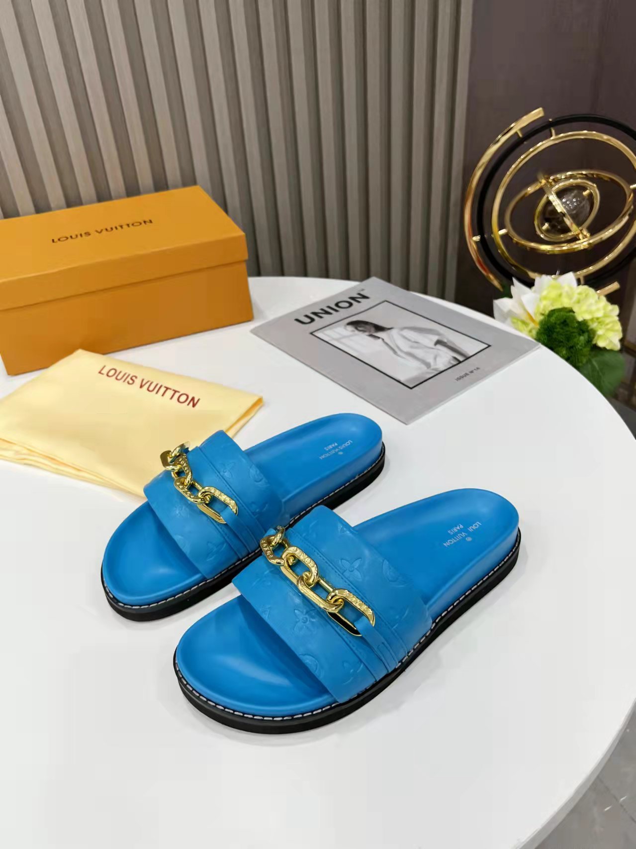 Louis Vuitton Sunset Flat Comfort Mule Blue For Women LV - Soul Replicas