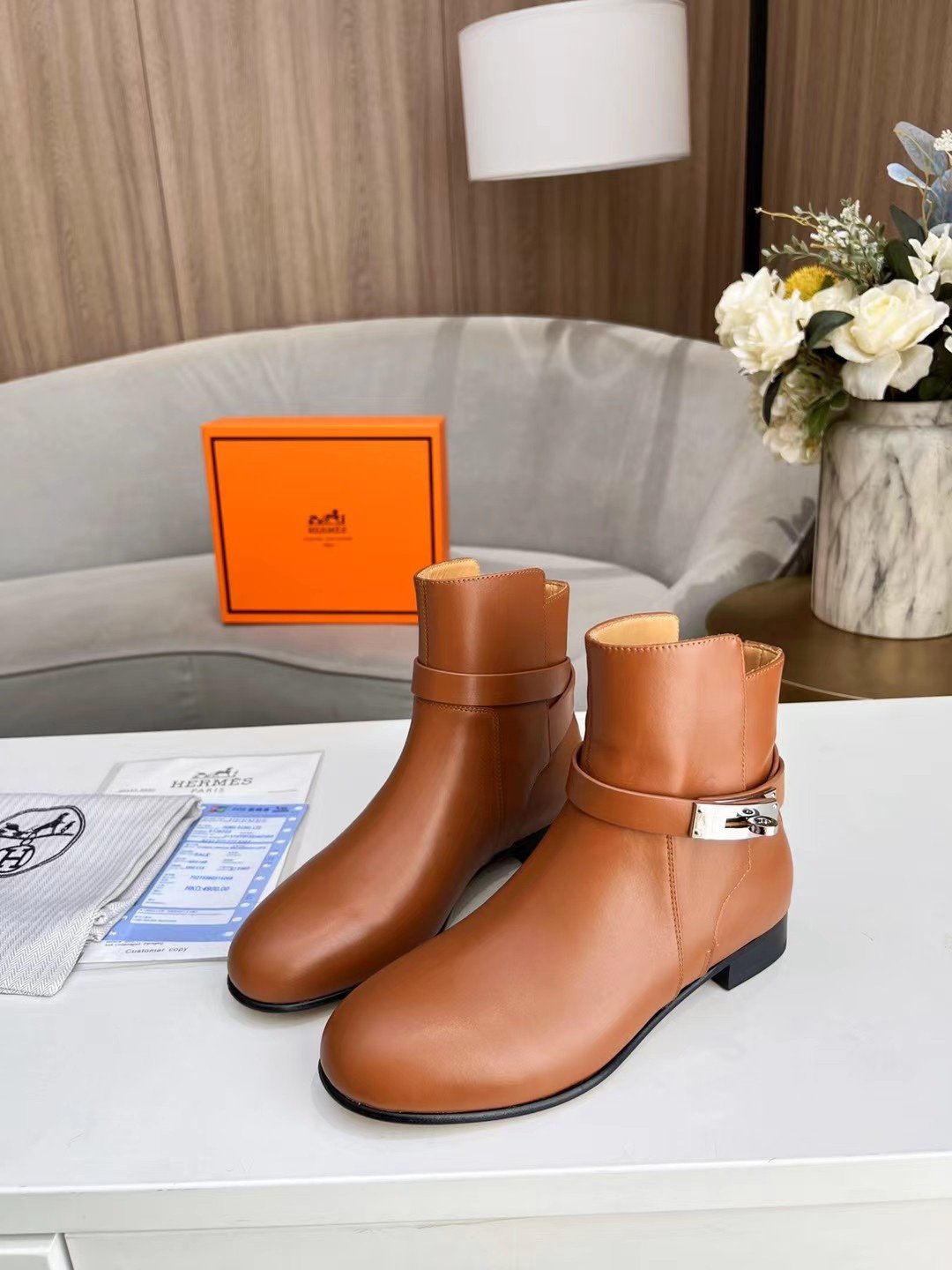 Hermes Frenchie 50 Ankle Boot Brown For Women H222092Z A3360 - Soul Replicas