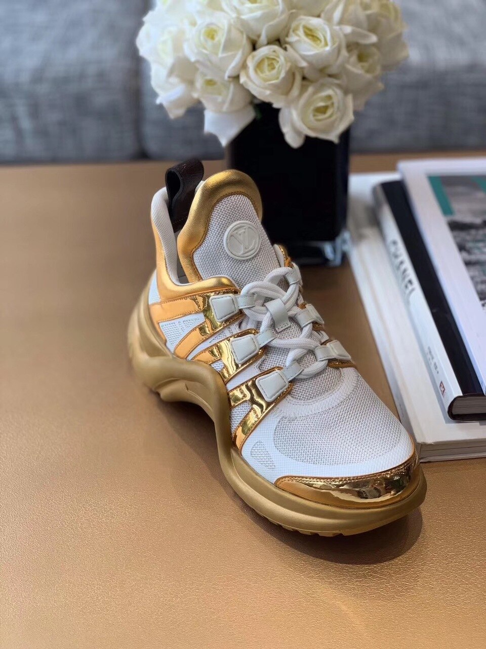 Louis Vuitton LV Archlight Sneaker Monogram Material White/Gold For Women LV - Soul Replicas