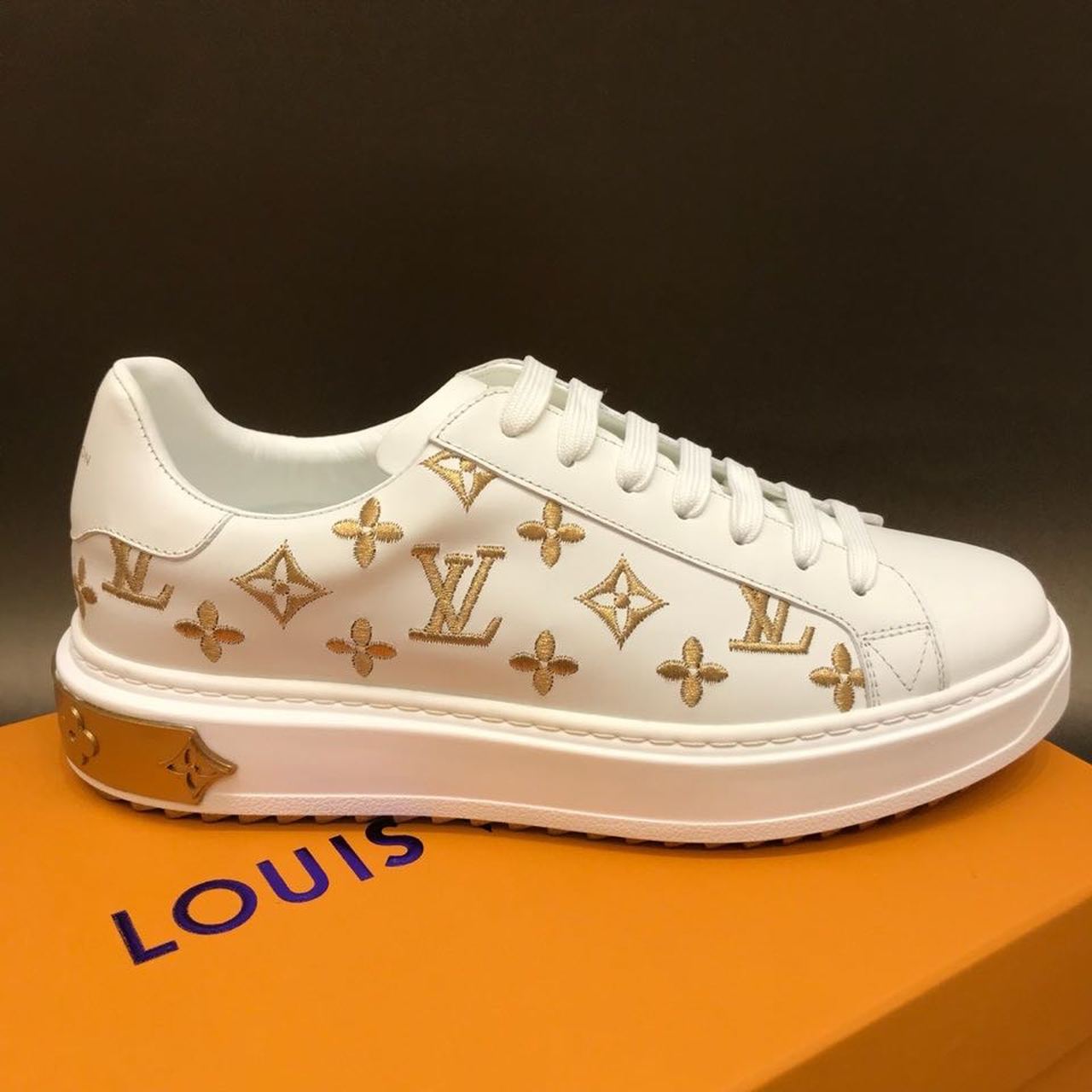 Louis Vuitton Time Out Sneakers White/Gold For Women LV - Soul Replicas