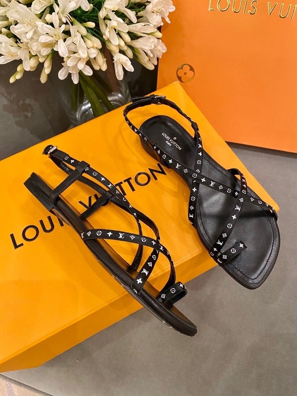 Louis Vuitton Citizen Flat Sandal Satin Black For Women LV - Soul Replicas