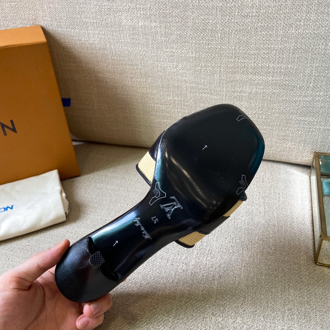 Louis Vuitton Women's Lock It Mule Black For Women LV 3.7in/9.5cm - Soul Replicas