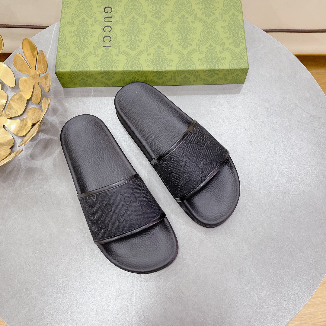 Gucci Women's Gucci Slide Sandal Black For Women 407345 - Soul Replicas