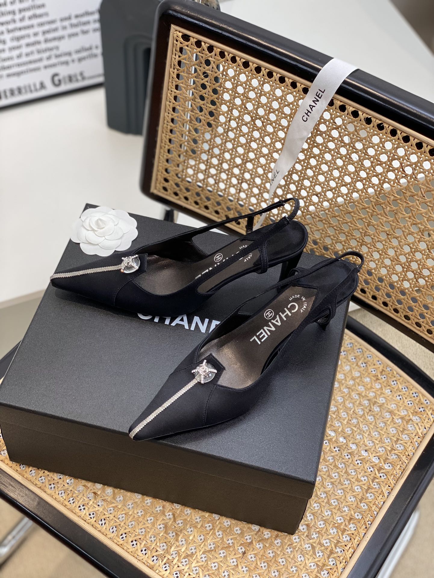 Chanel Women's Pumps Heels Satin Black For Women 3in/7.6cm - Soul Replicas