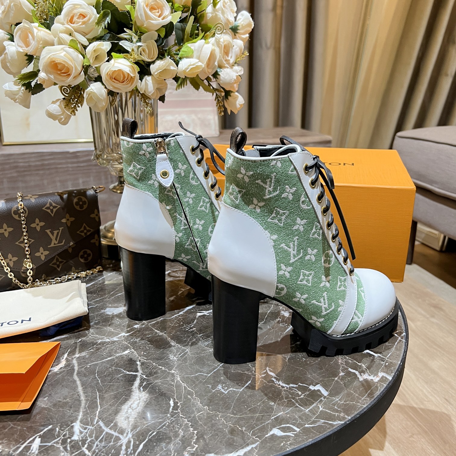 Louis Vuitton Women's Star Trail Ankle Boot Green For Women LV - Soul Replicas