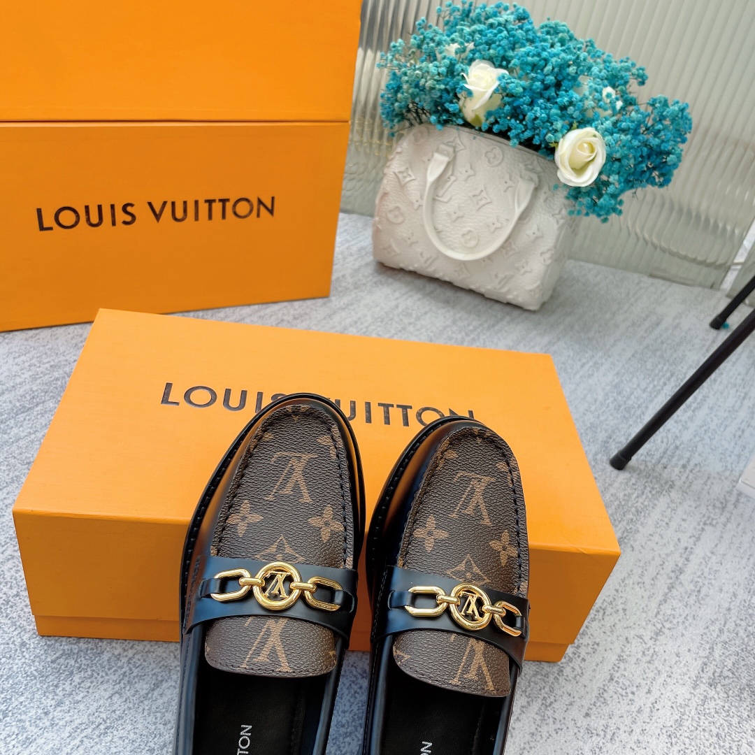 Louis Vuitton Women's Chess Flat Loafe Black And Brown For Women LV - Soul Replicas