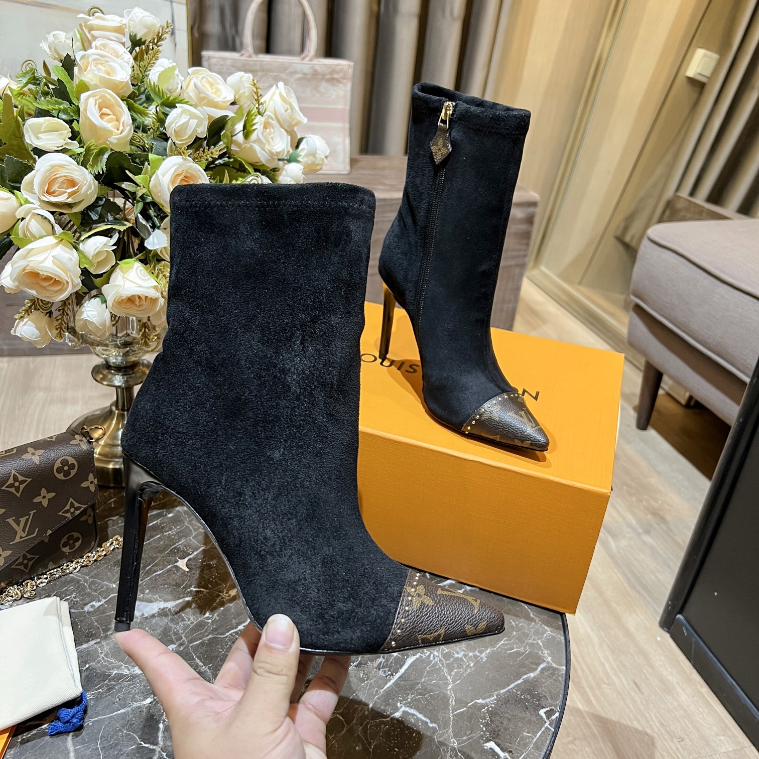 Louis Vuitton Women's Cherie Ankle Boots Black For Women LV - Soul Replicas
