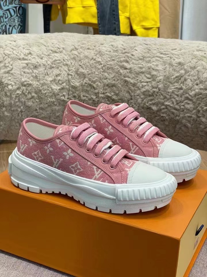 Louis Vuitton Squad Sneaker Monogram Denim Pink For Women LV 1A9S0M - Soul Replicas