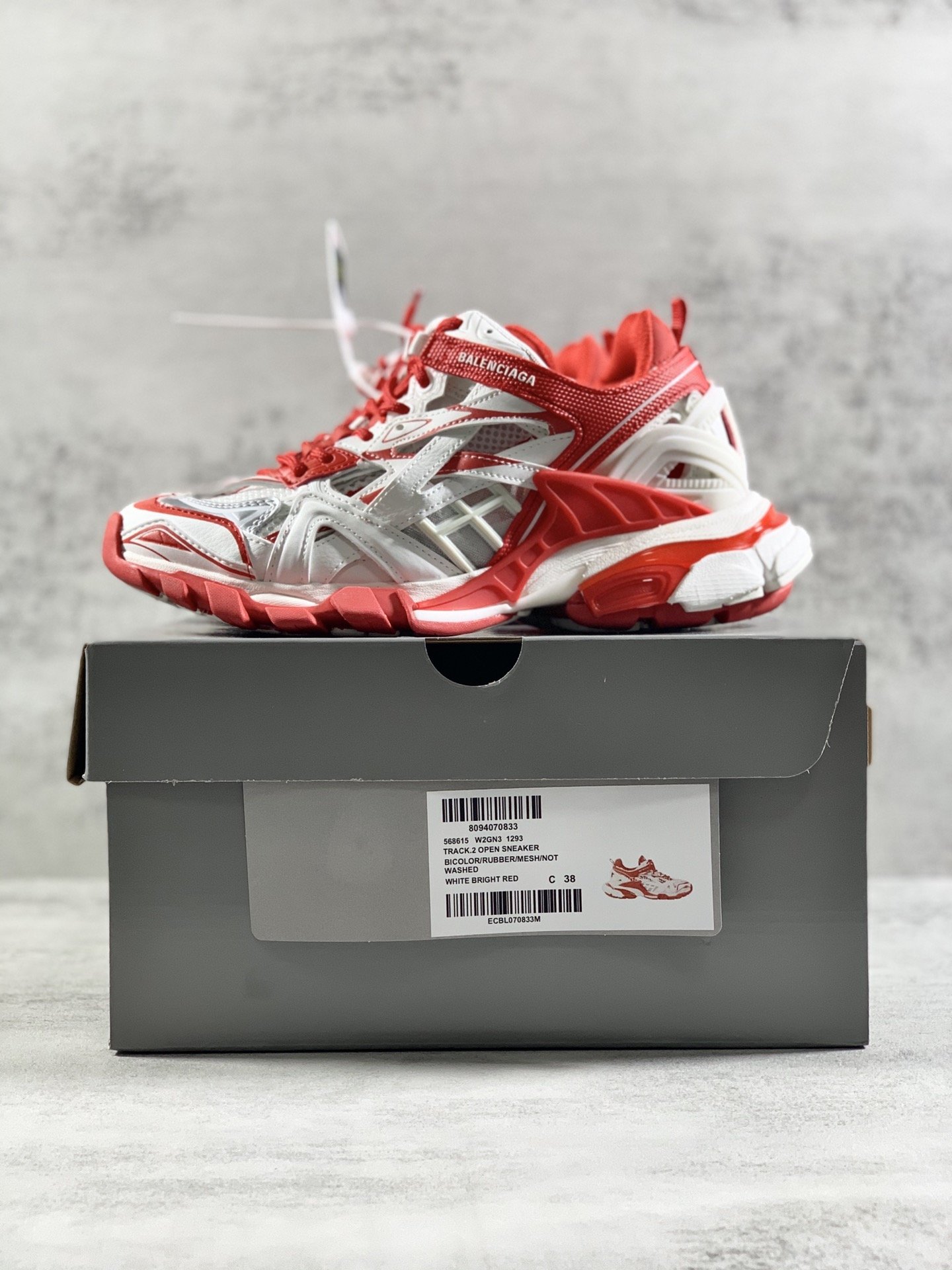 Balenciaga Track.2 Clear Sole Trainers White/Red For Women - Soul Replicas