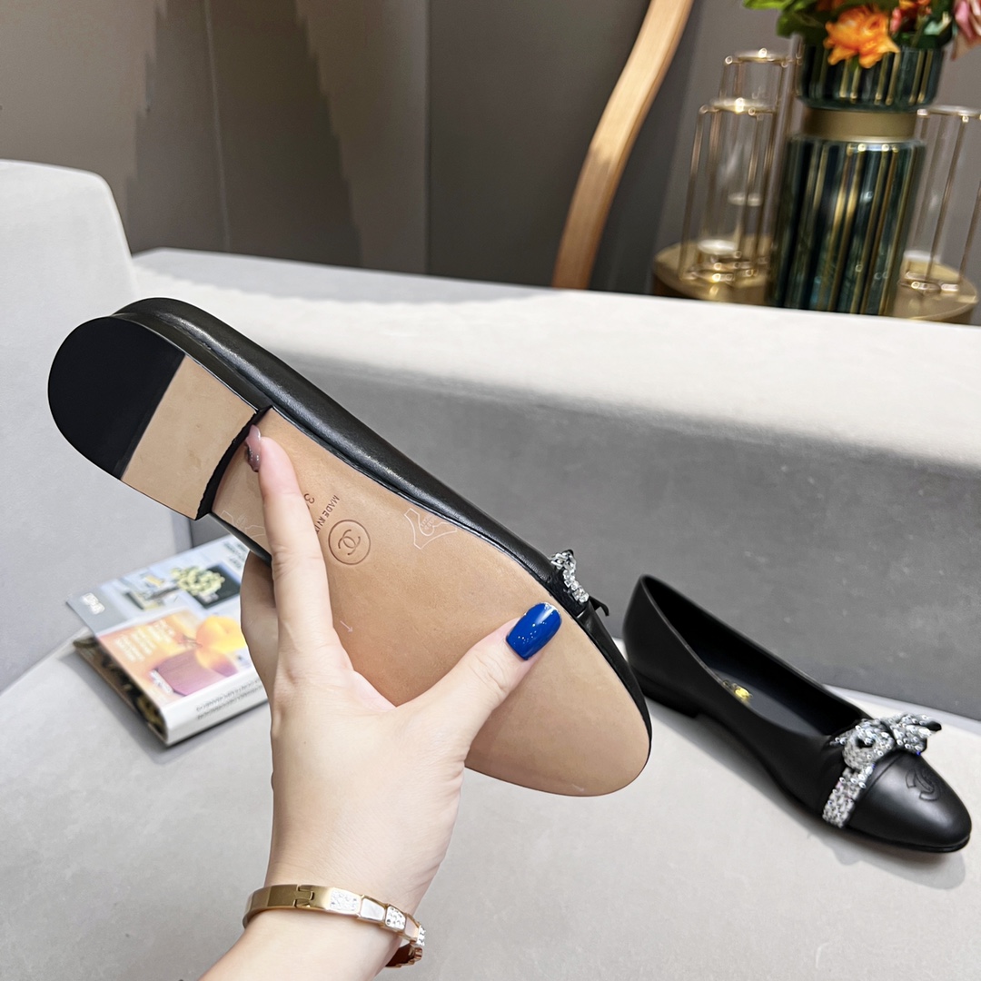 Chanel Women's Ballerinas Black For Women - Soul Replicas