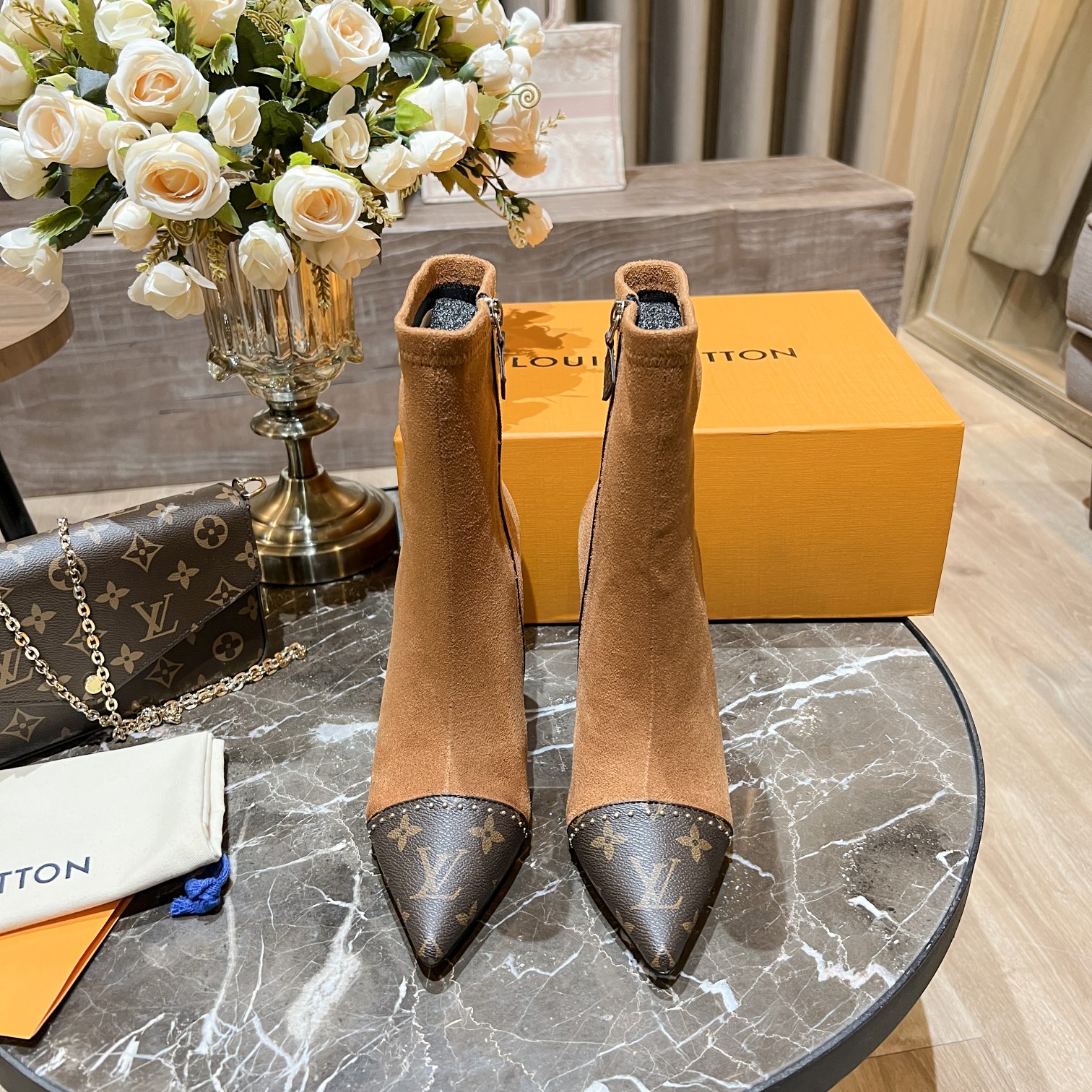 Louis Vuitton Women's Cherie Ankle Boots Beige For Women LV - Soul Replicas