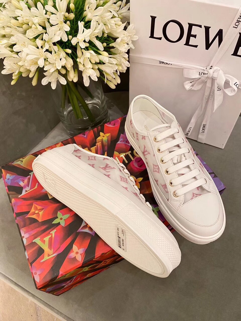 Louis Vuitton Stellar Sneaker Technical Fabric Pink/White For Women LV - Soul Replicas