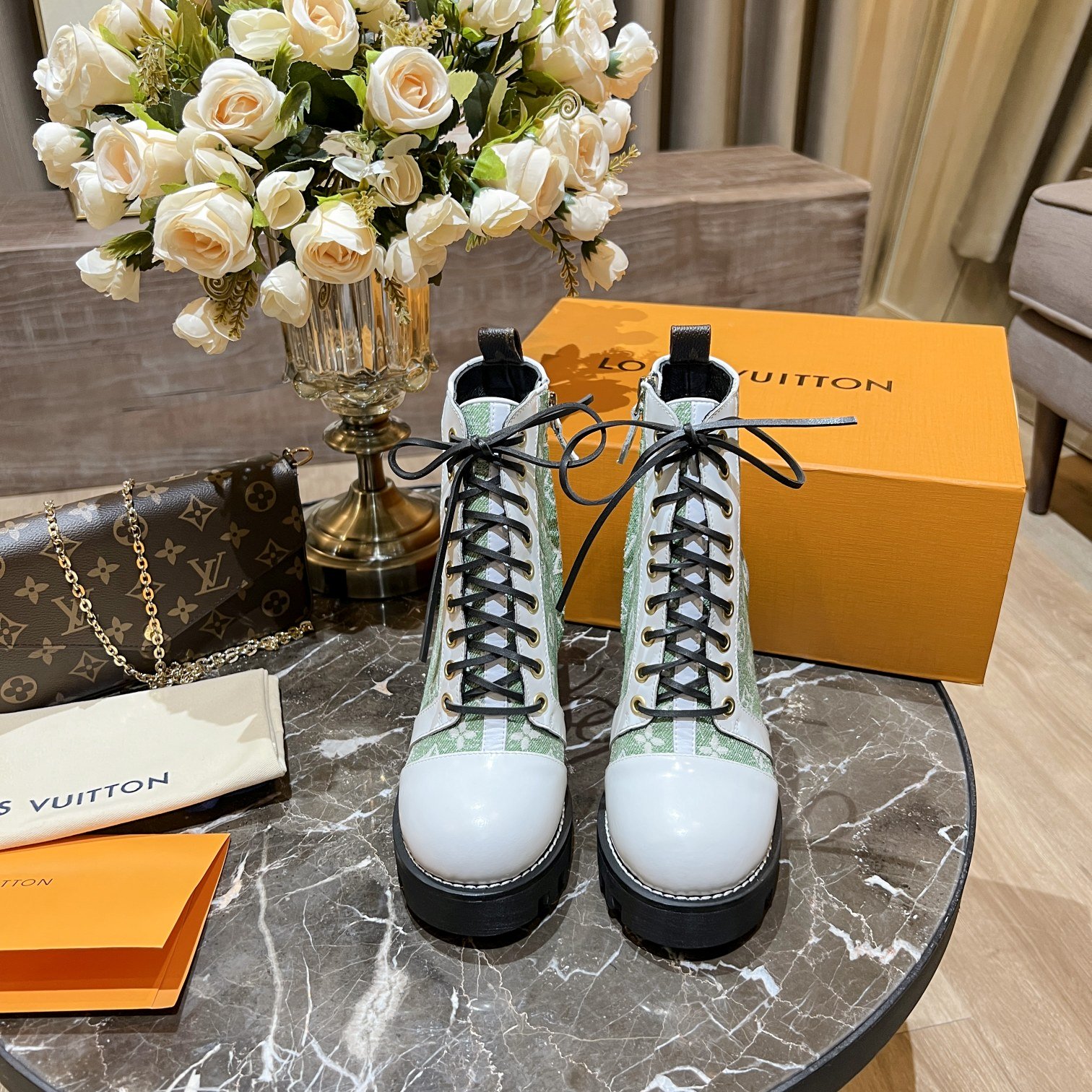 Louis Vuitton Women's Star Trail Ankle Boot Green For Women LV - Soul Replicas