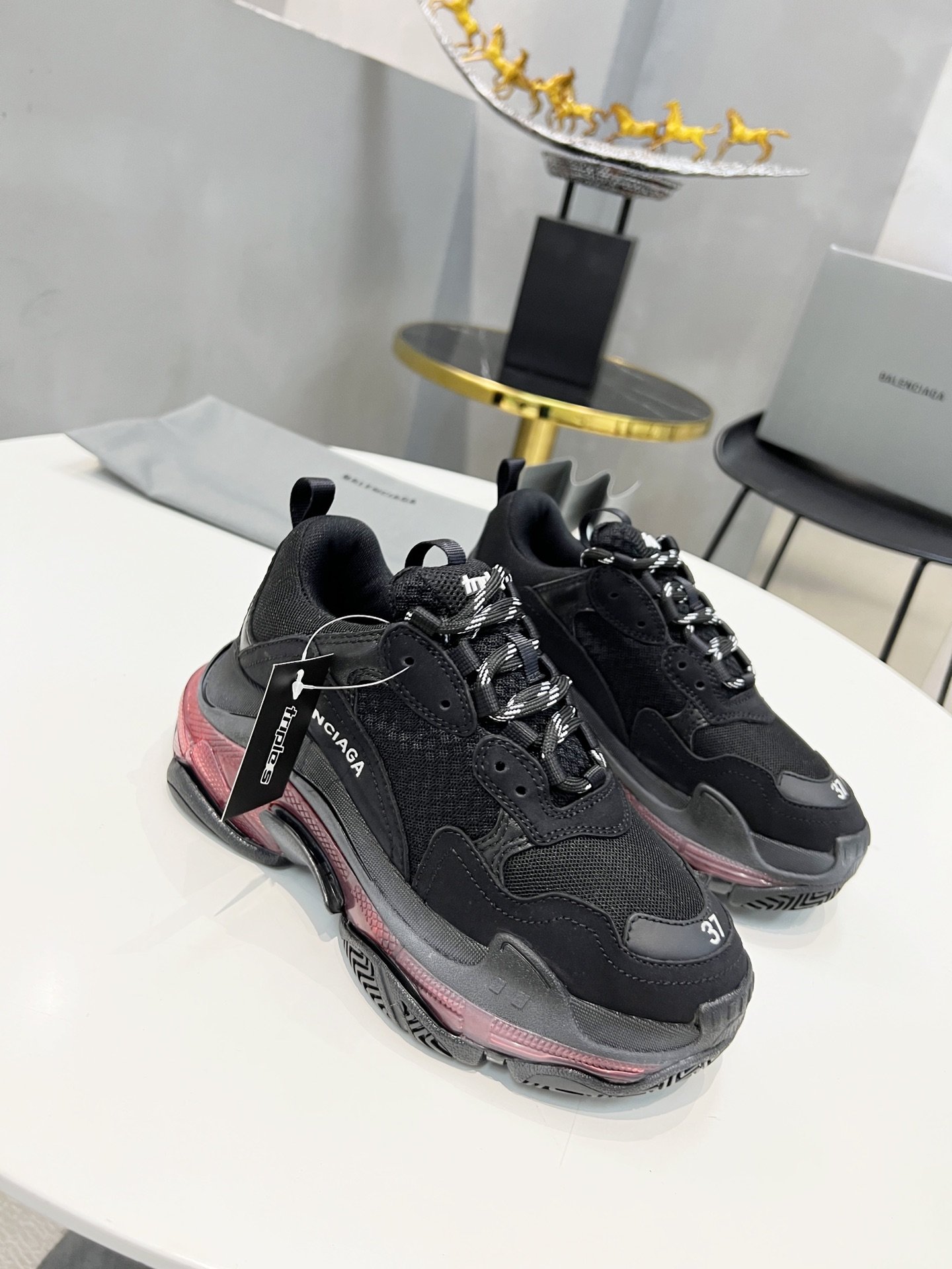 Balenciaga Triple S Trainers Clear Sole Black For Women 544351W2FB11000 - Soul Replicas