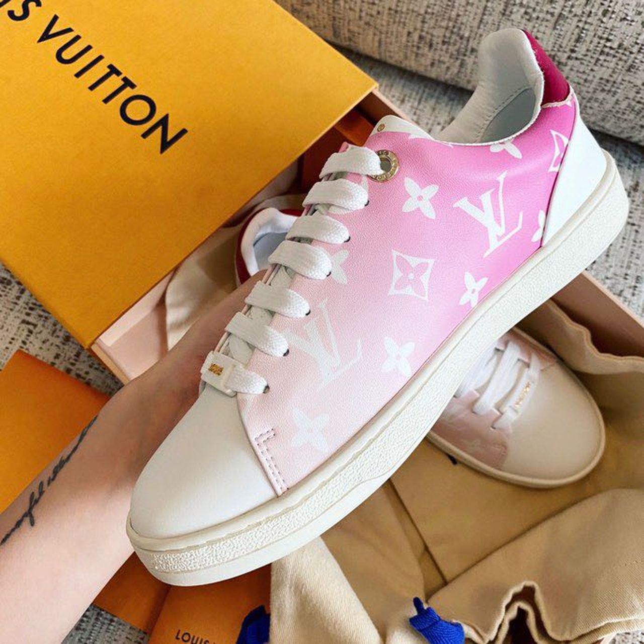 Louis Vuitton Time Out Sneaker Patent Monogram Canvas Pink For Women LV - Soul Replicas