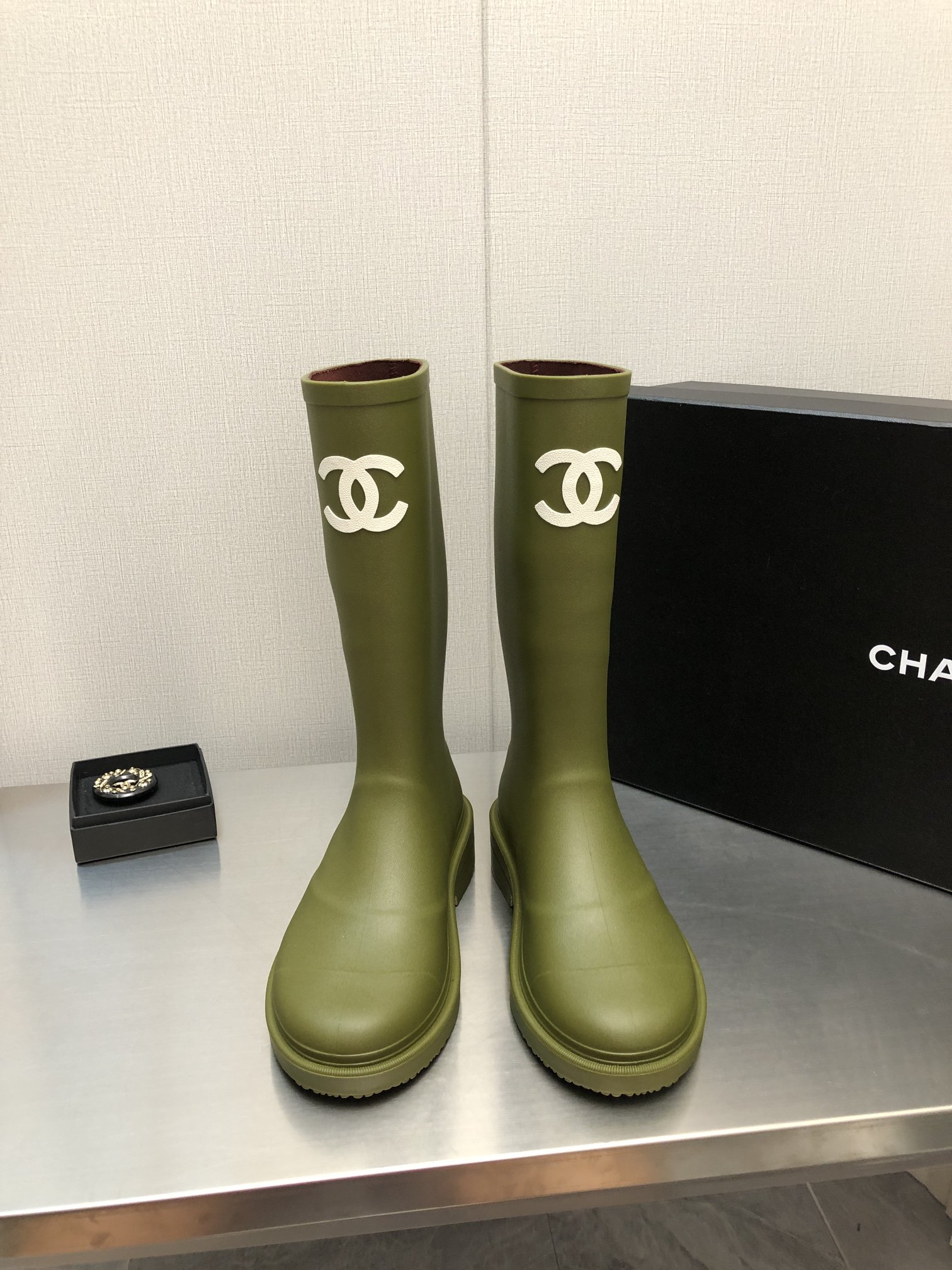 Chanel Women's Hight Boots Dark Green For Women - Soul Replicas