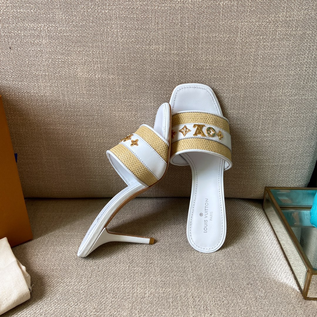 Louis Vuitton Women's Lock It Mule White For Women LV 3.7in/9.5cm - Soul Replicas