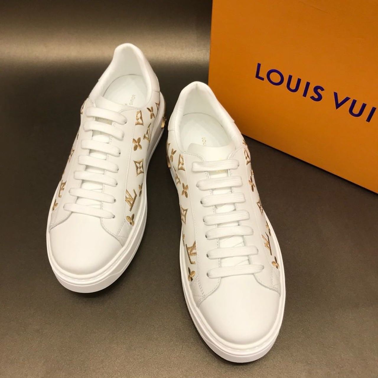 Louis Vuitton Time Out Sneakers White/Gold For Women LV - Soul Replicas