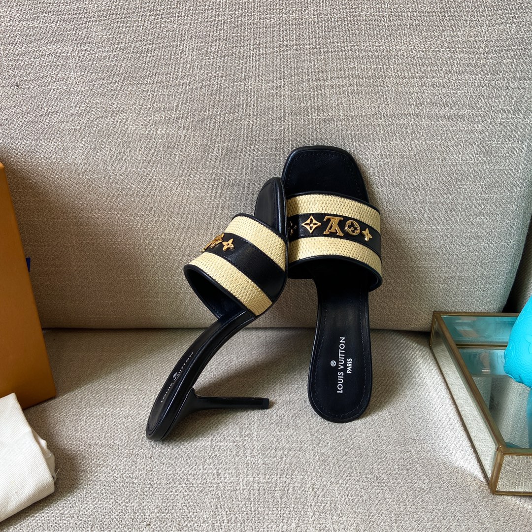 Louis Vuitton Women's Lock It Mule Black For Women LV 3.7in/9.5cm - Soul Replicas