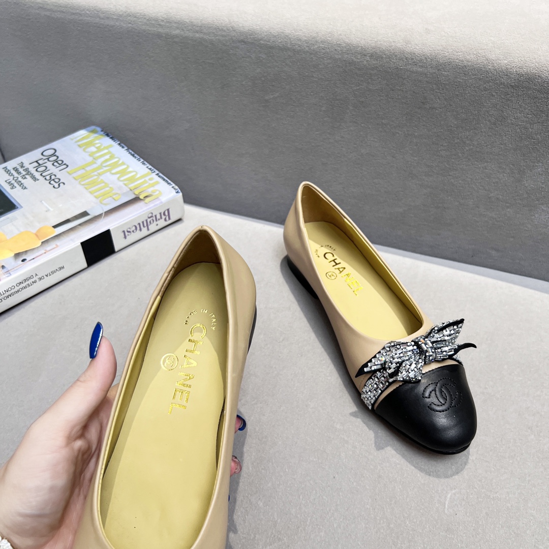 Chanel Women's Ballerinas Yellow For Women - Soul Replicas