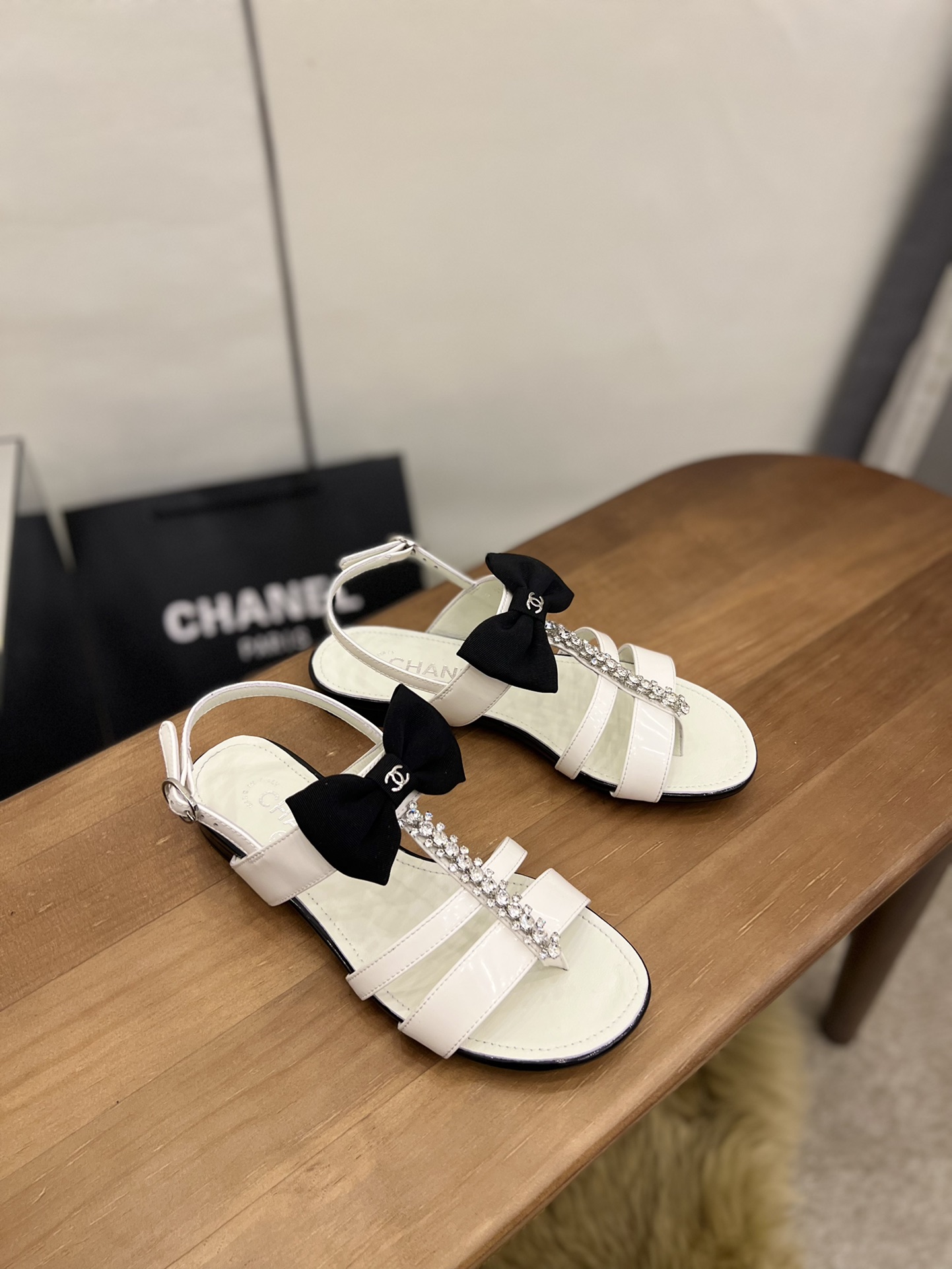 Chanel Women's Sandals With Bow White For Women 0.8in/2cm - Soul Replicas