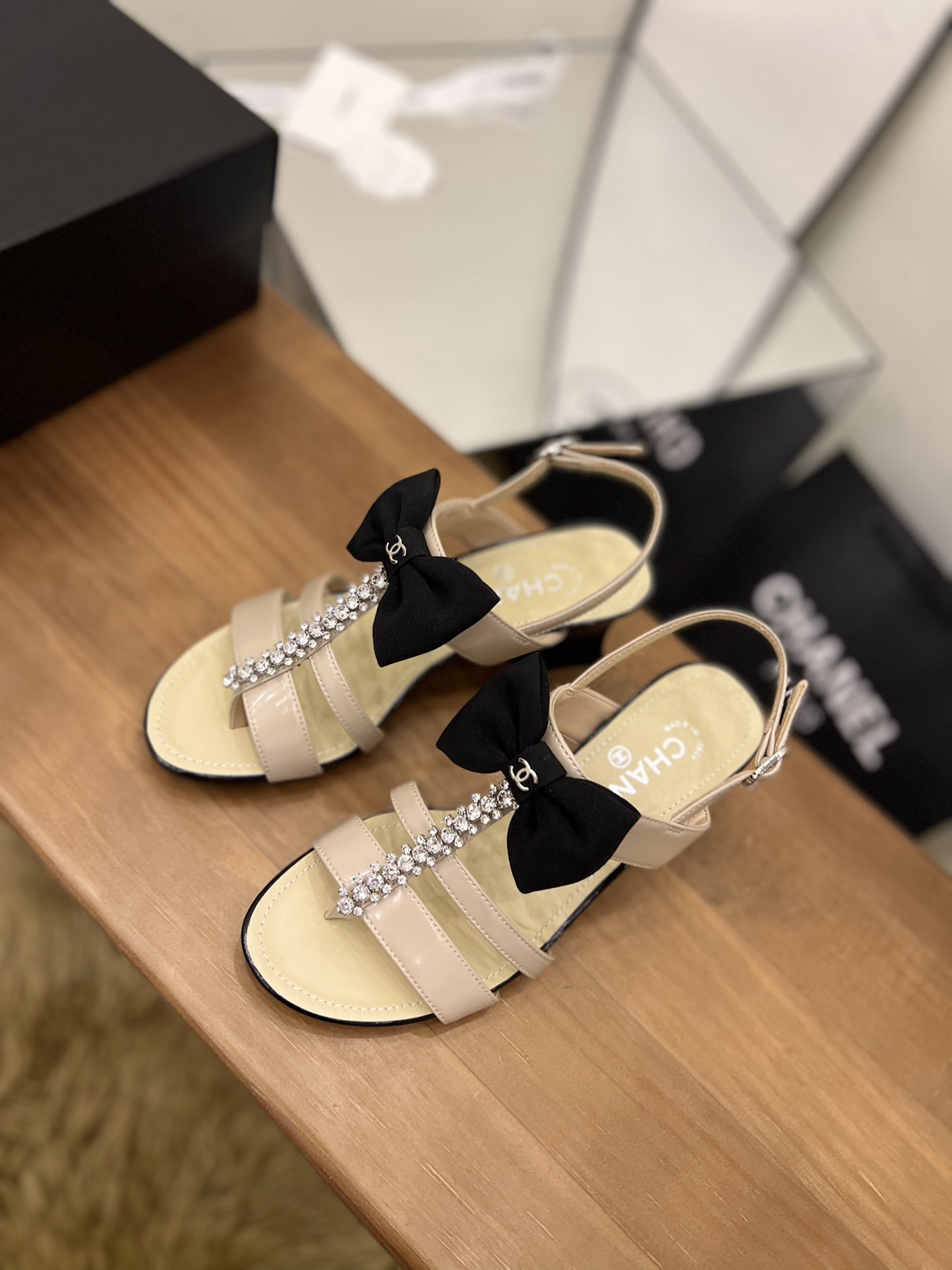 Chanel Women's Sandals With Bow Beige For Women 2.5in/6.5cm - Soul Replicas