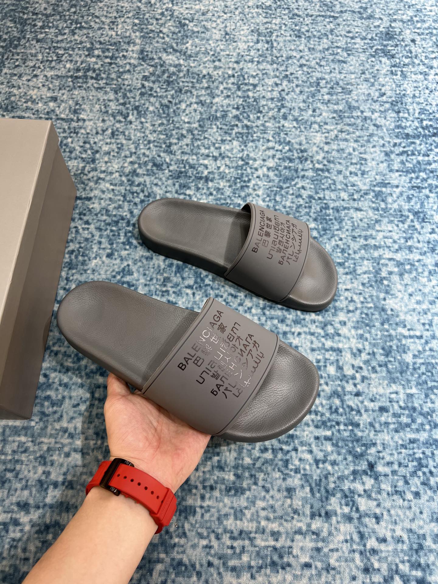 Balenciaga Pool Slide Sandal Grey For Women - Soul Replicas
