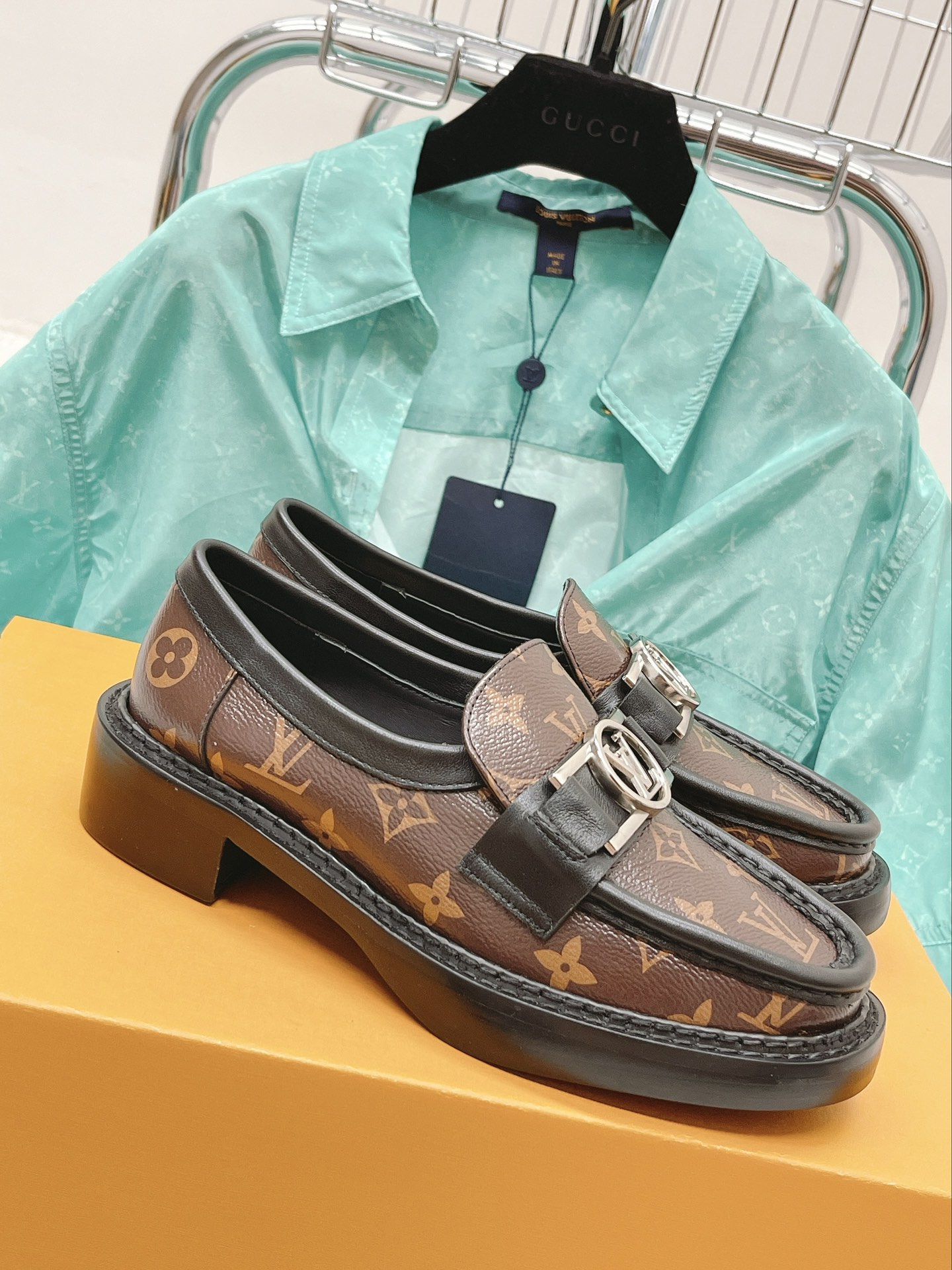 Louis Vuitton Women's Academy Loafer Gold Toned Hardware Brown For Women LV - Soul Replicas