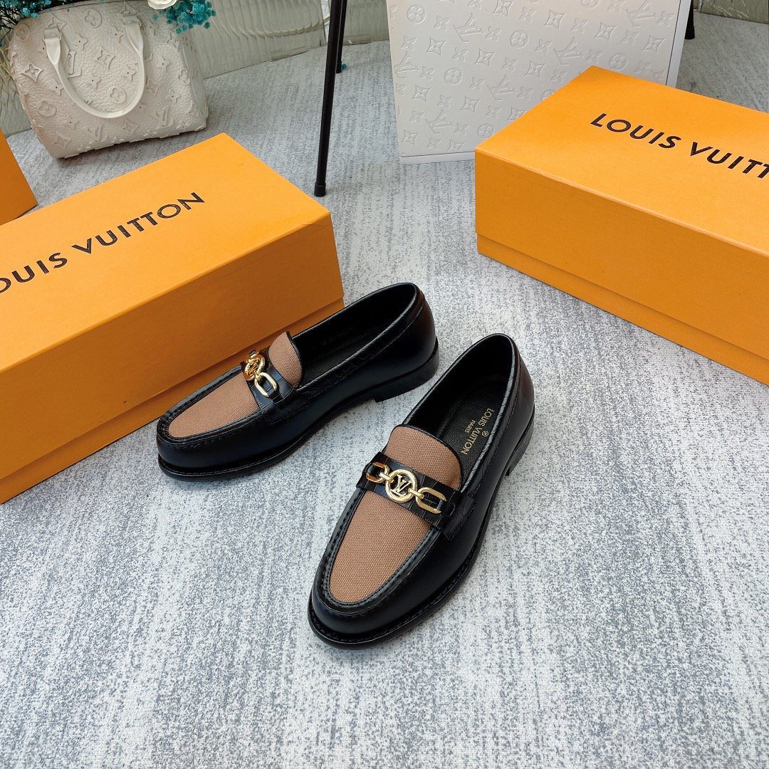 Louis Vuitton Women's Chess Flat Loafe Black And Beige  For Women LV - Soul Replicas