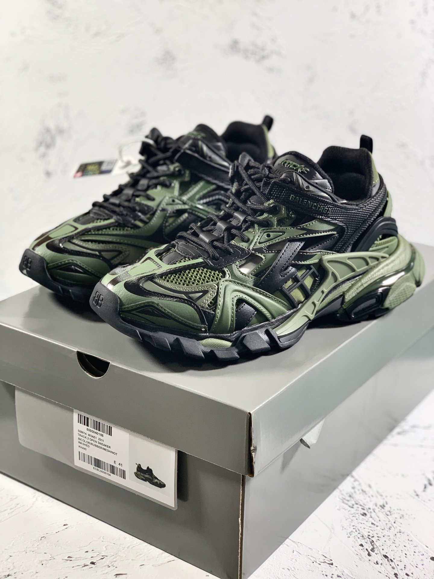 Balenciaga Track.2 Clear Sole Trainers Black/Green For Women - Soul Replicas