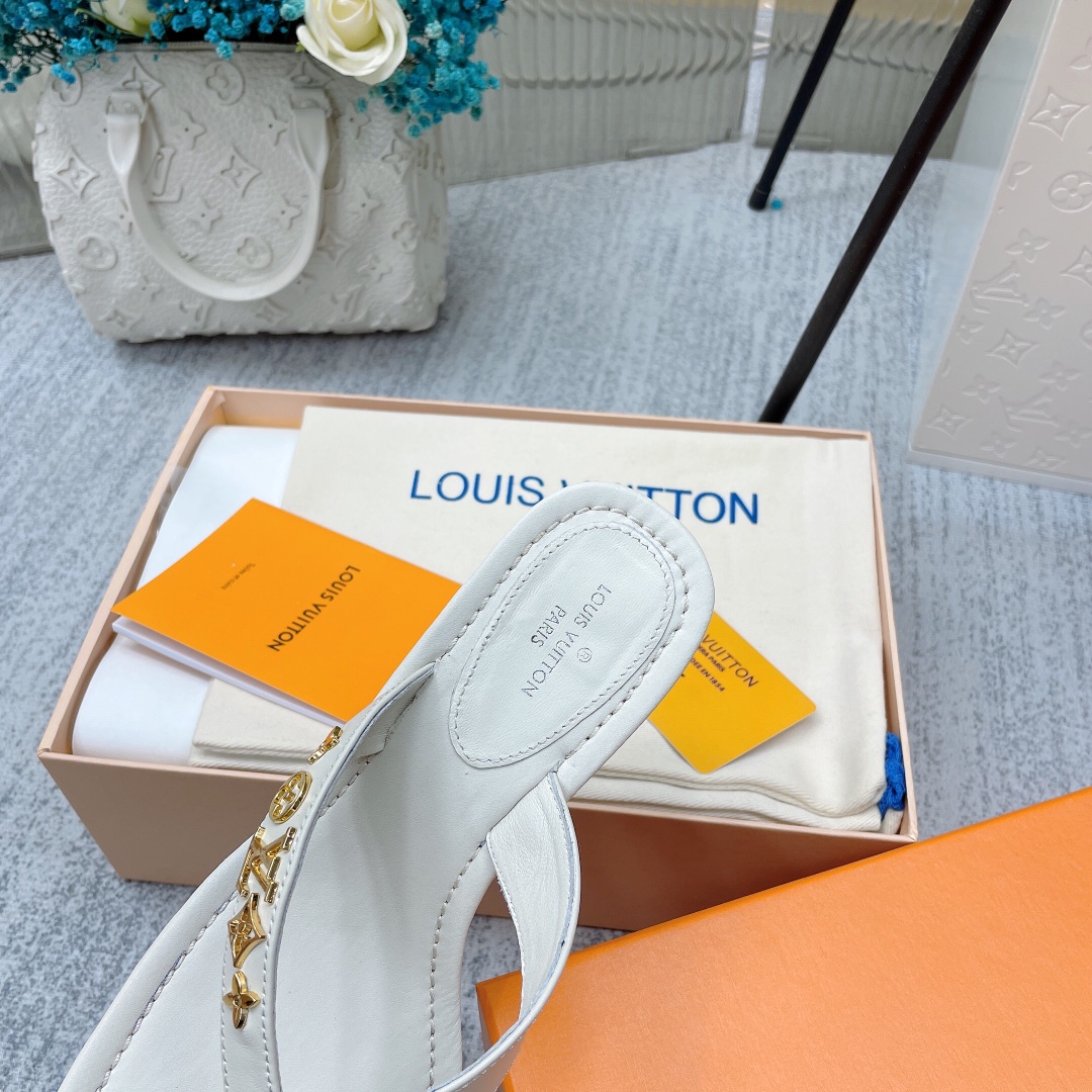 Louis Vuitton Women's Signature Thong White For Women LV 1A9QGJ - Soul Replicas