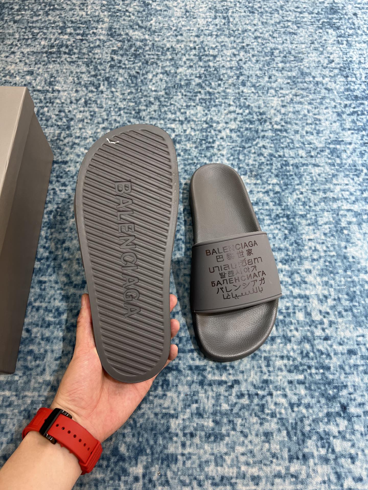 Balenciaga Pool Slide Sandal Grey For Women - Soul Replicas