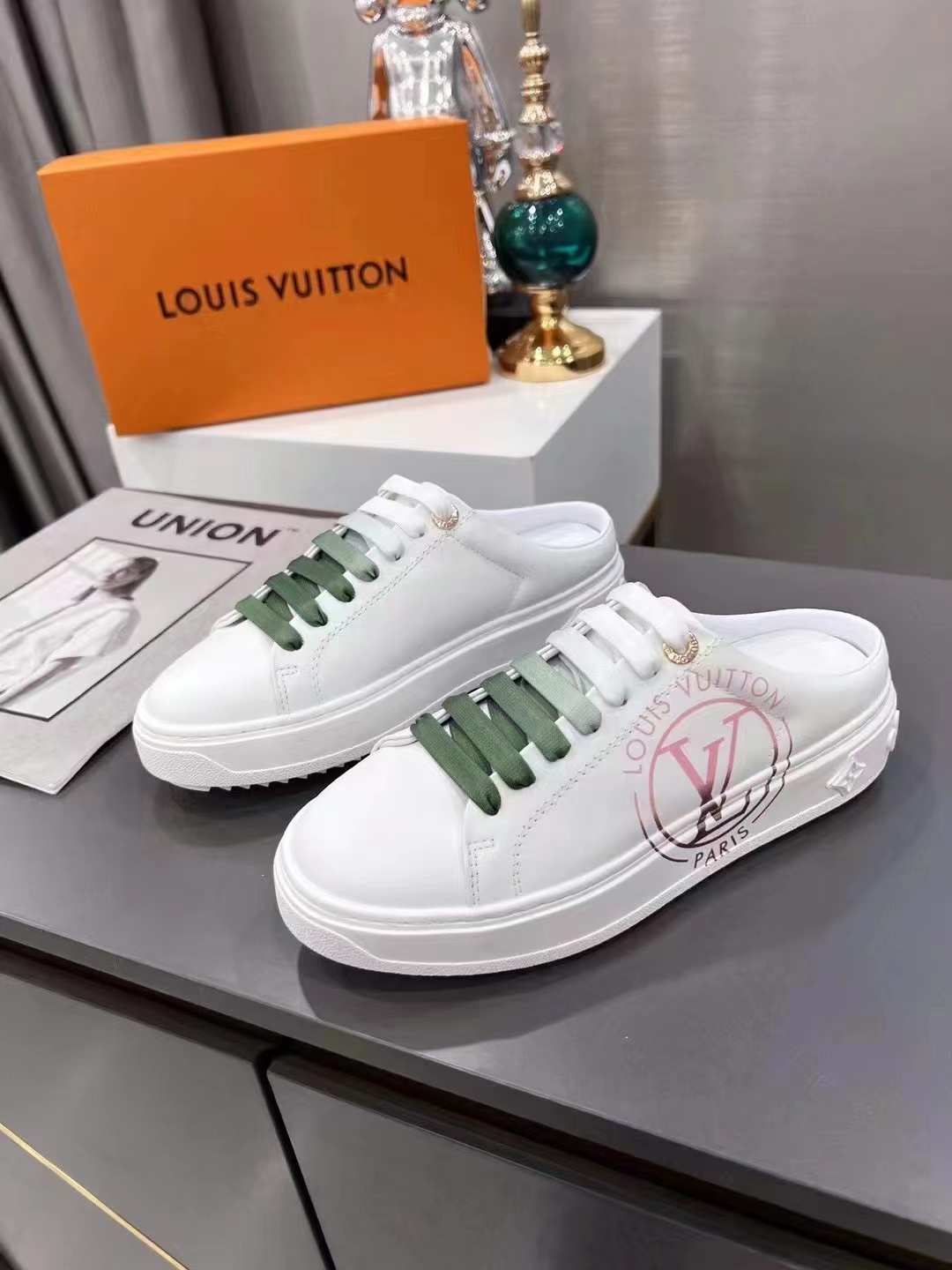 Louis Vuitton Women's Time Out Open-Back Sneaker Green For Women LV 1AA1CZ - Soul Replicas