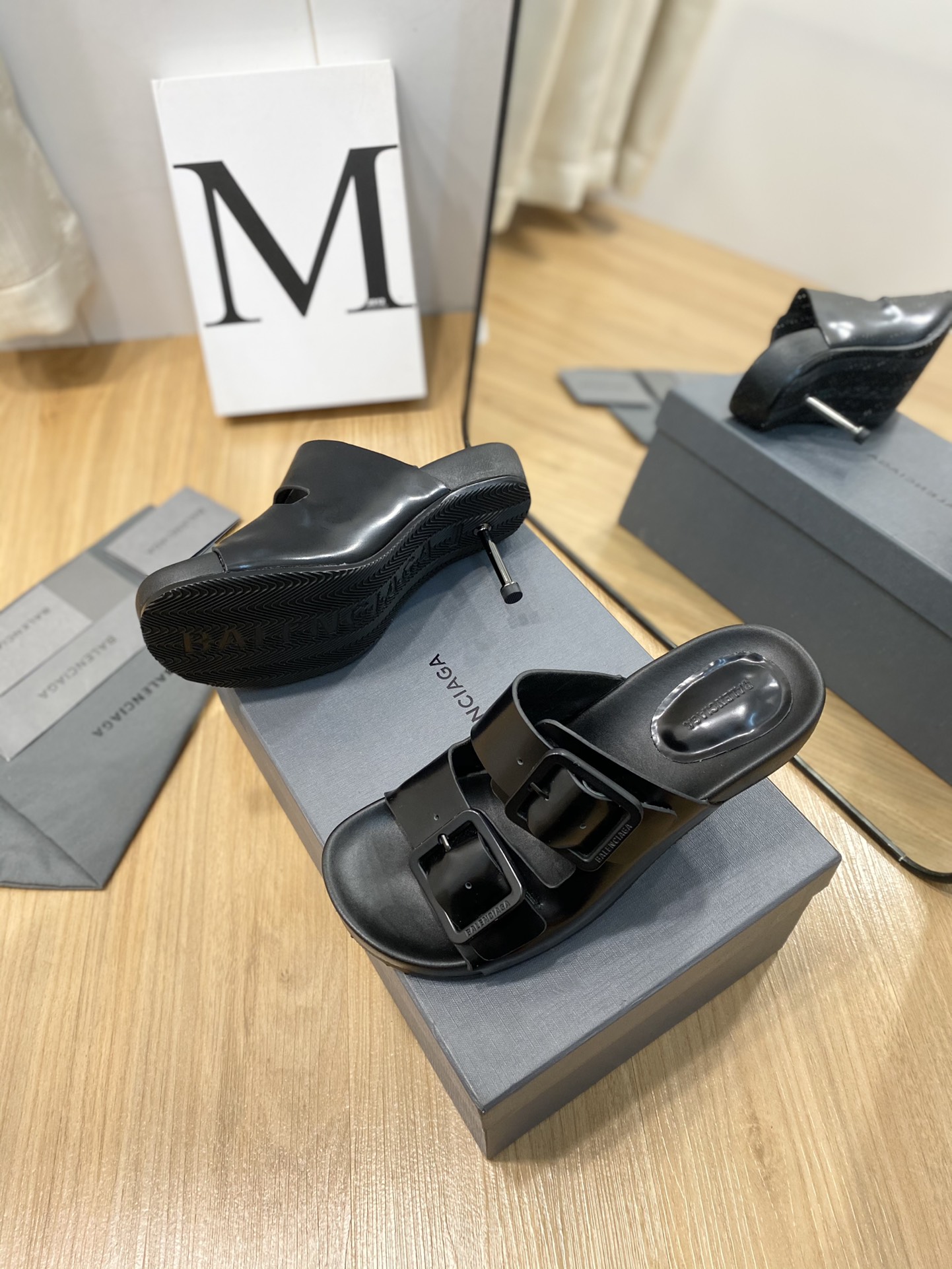 Balenciaga Cagole Sandal Black Shadow For Women - Soul Replicas