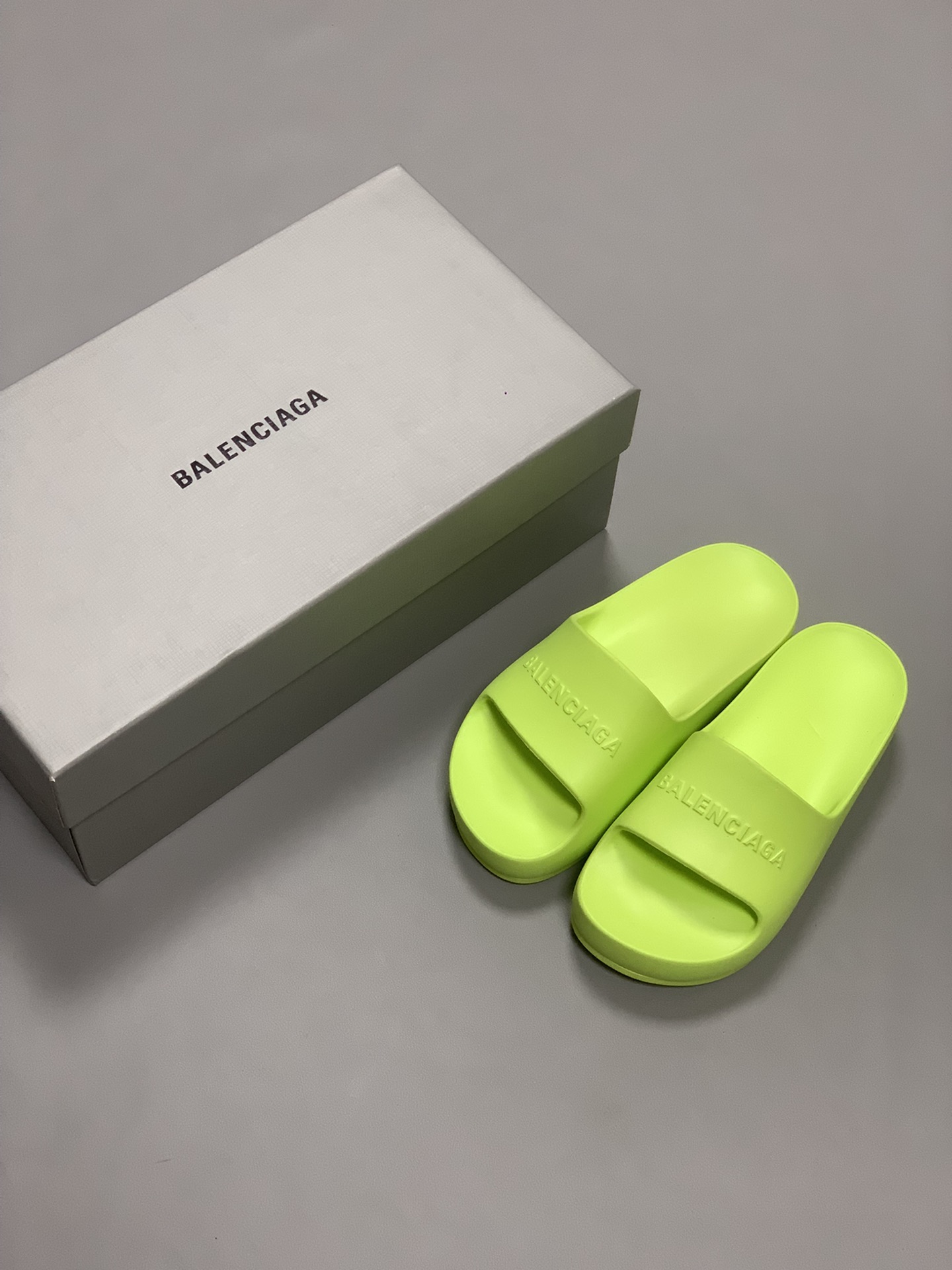 Balenciaga Pool Slide Sandal Green Neon For Women - Soul Replicas