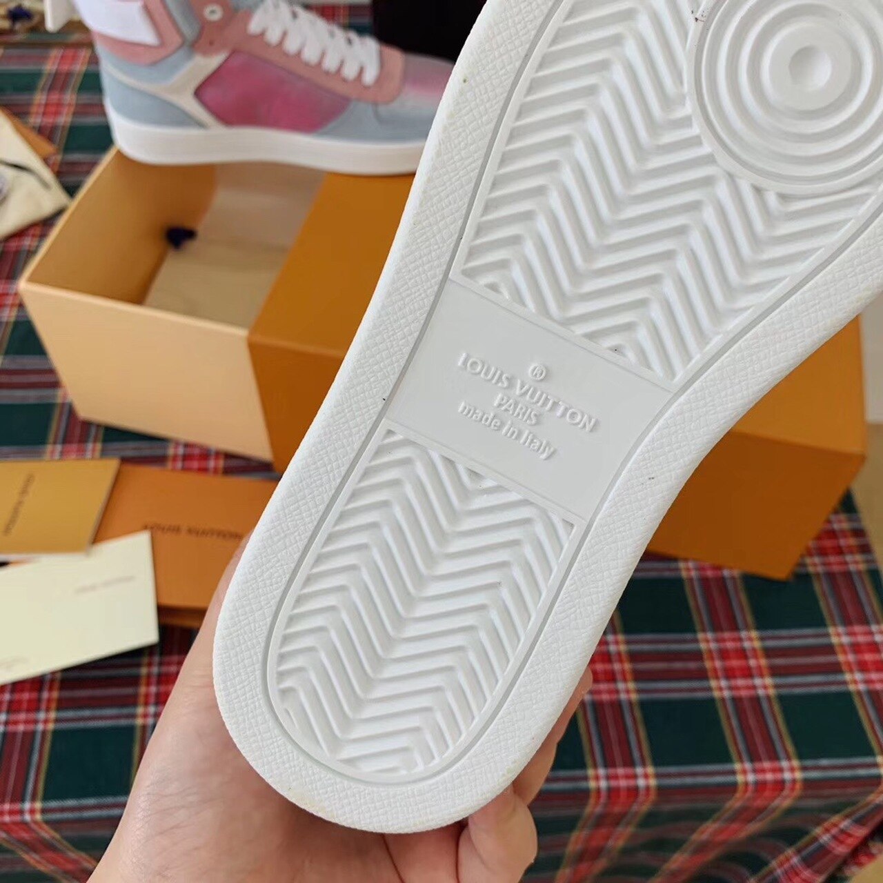 Louis Vuitton Boombox Sneaker Boot Calfskin Leather Spring/Summer Collection White/Blue/Pink - Soul Replicas