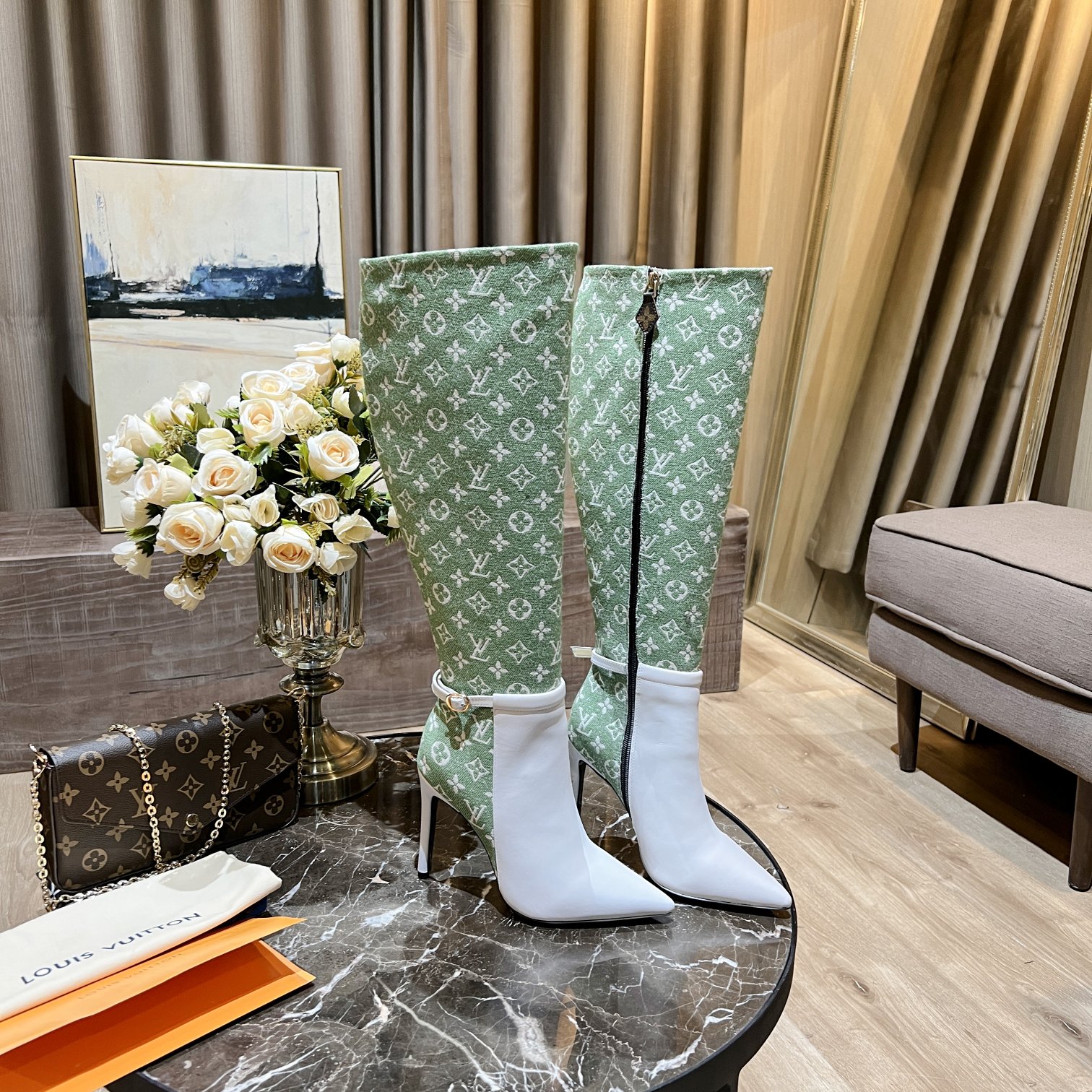 Louis Vuitton Women's Bottine Silhouette Green For Women LV - Soul Replicas