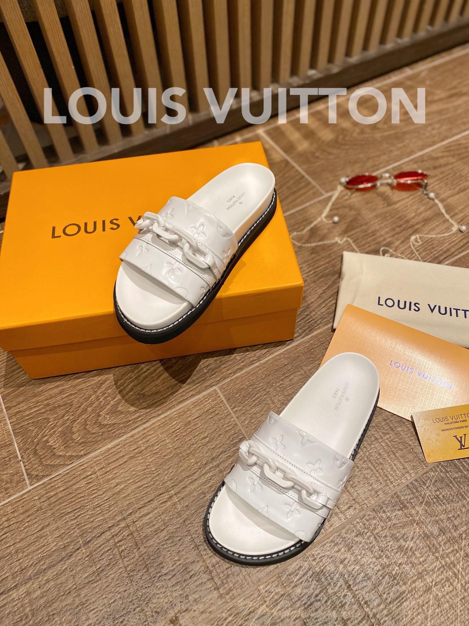 Louis Vuitton Sunset Flat Comfort Mule White For Women LV - Soul Replicas