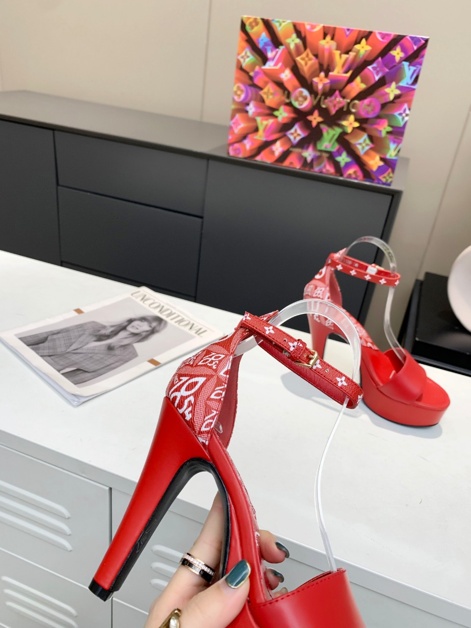 Louis Vuitton Women's Afterglow Platform Sandal Red And White For Women LV - Soul Replicas